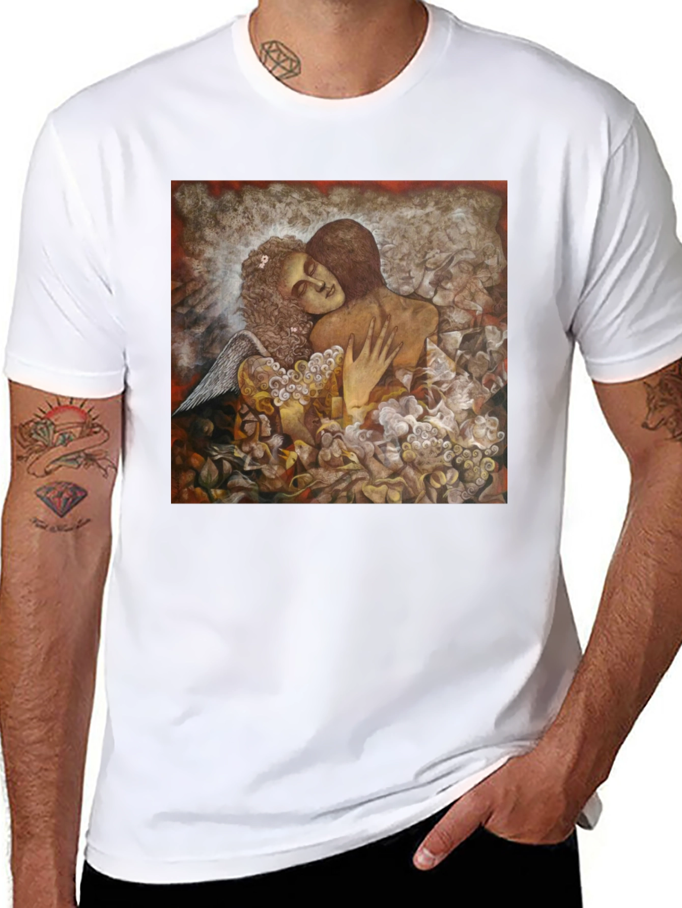 Artistic Embrace Graphic Tee - Unisex Black T-Shirt