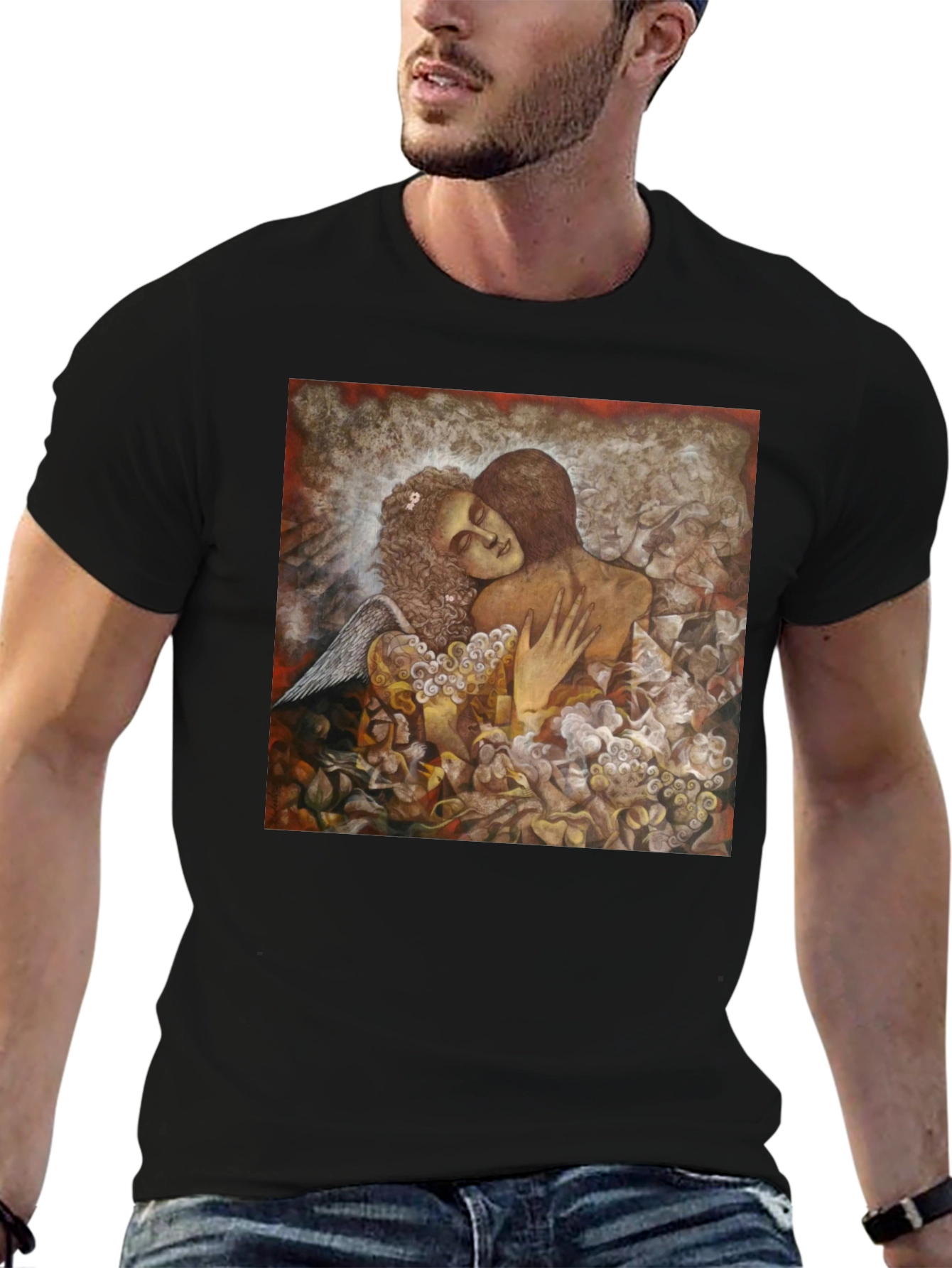 Artistic Embrace Graphic Tee - Unisex Black T-Shirt