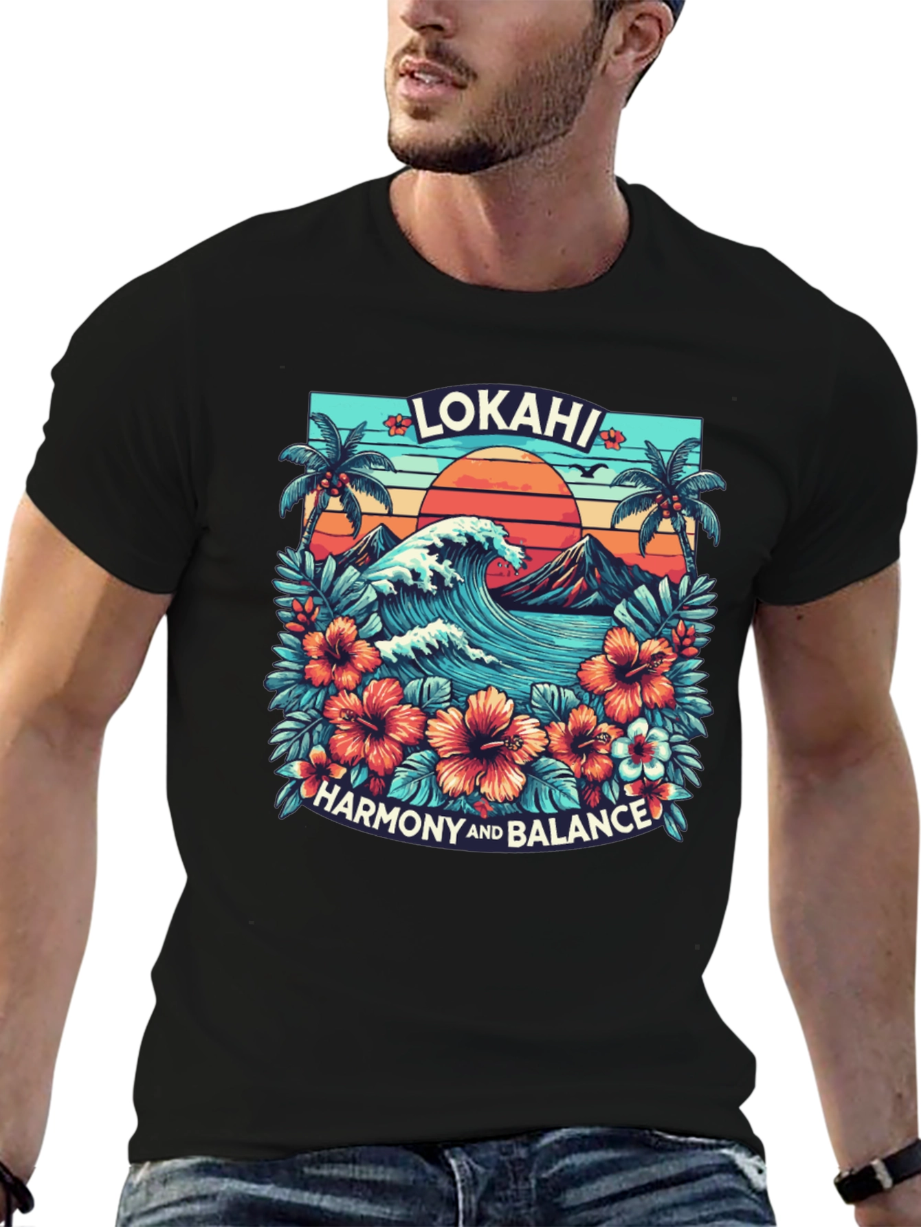 Lokahi Harmony Black Graphic Tee - Hawaiian Style