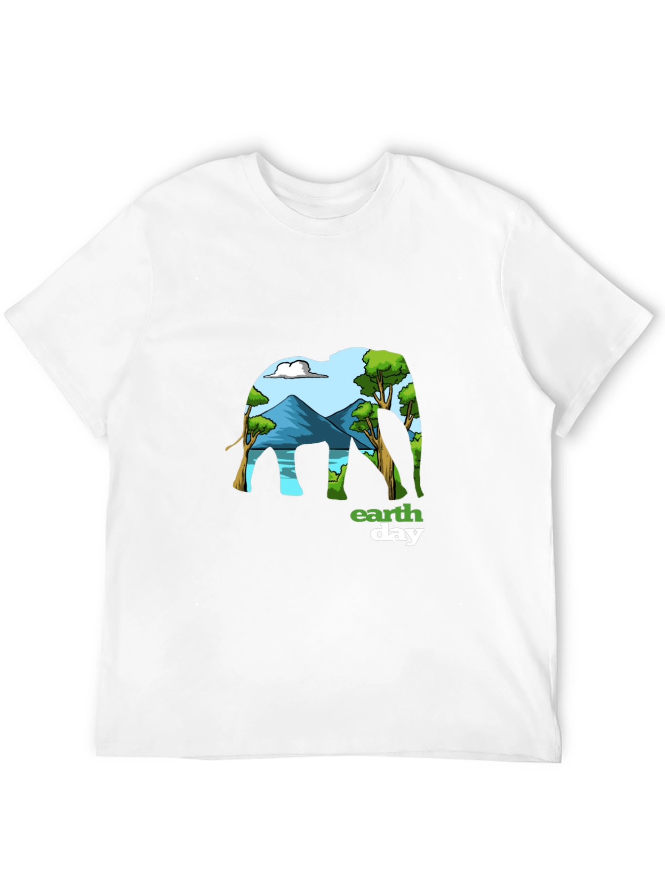 Earth Day Elephant Graphic Tee - Mens Black T-Shirt