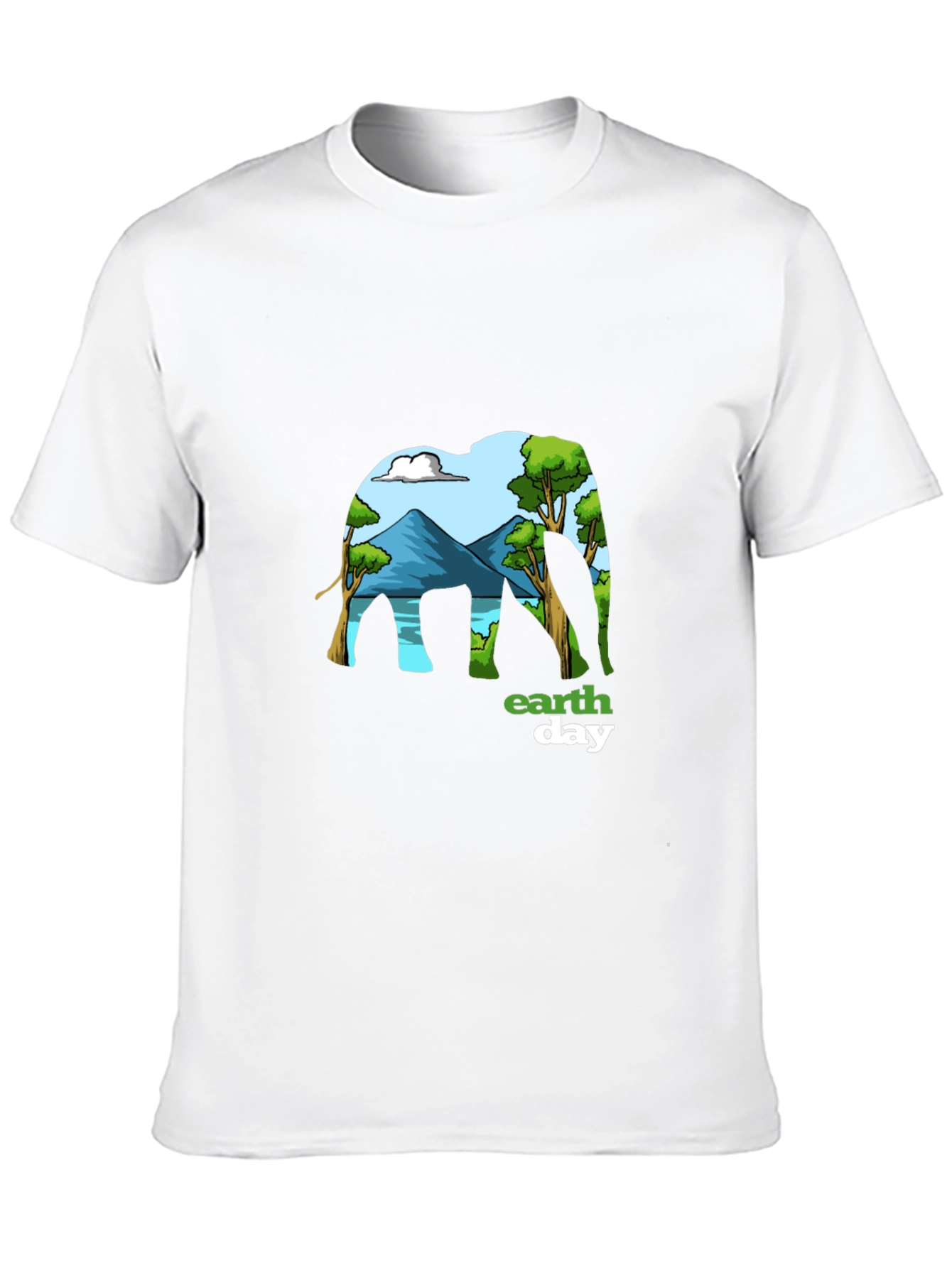 Earth Day Elephant Graphic Tee - Mens Black T-Shirt