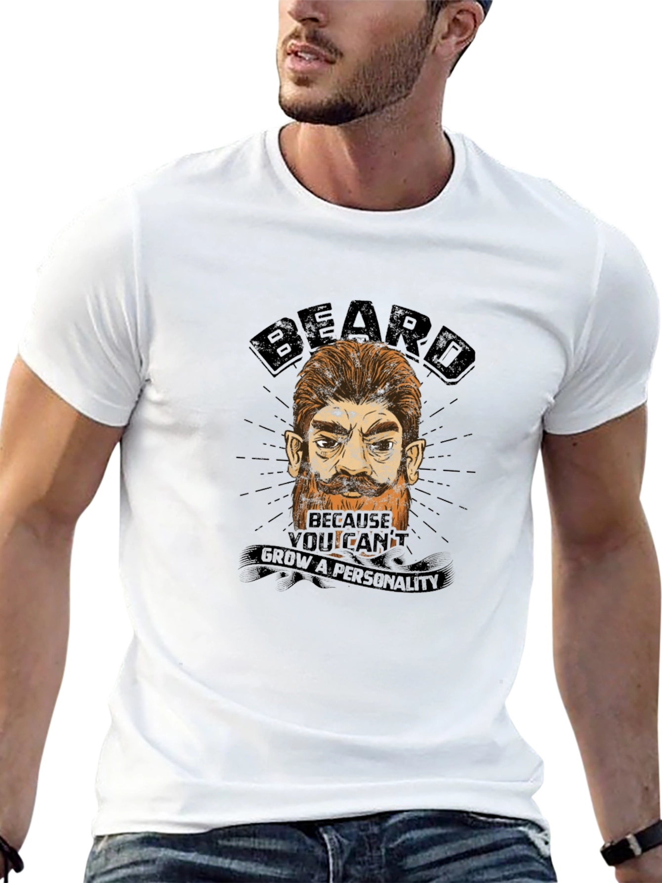 Beard Humor Graphic T-Shirt - Grow a Personality