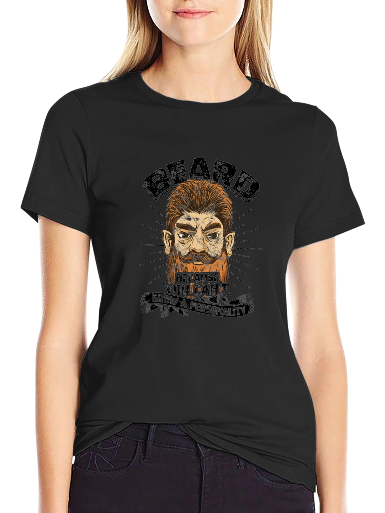 Beard Humor Graphic T-Shirt - Grow a Personality