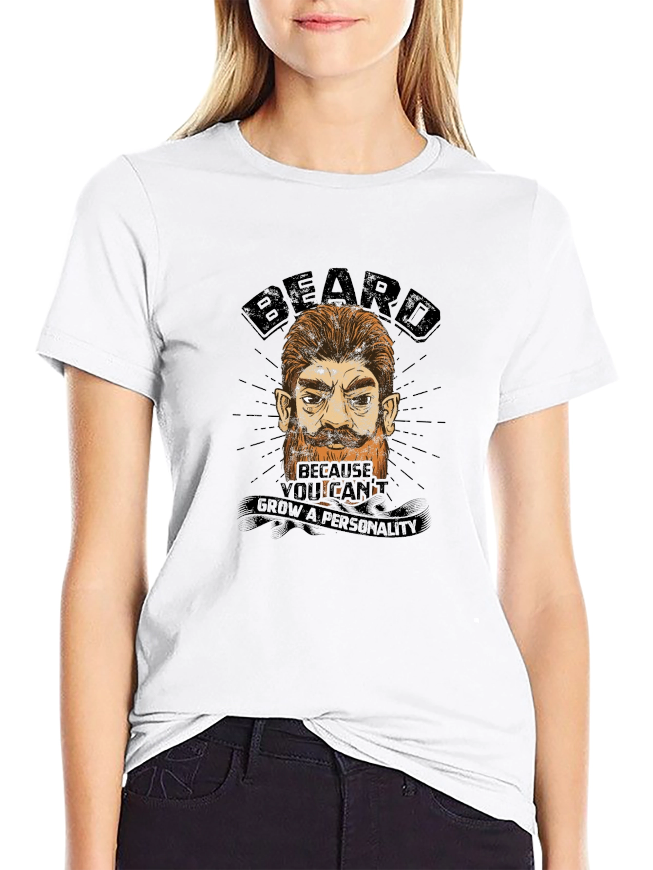 Beard Humor Graphic T-Shirt - Grow a Personality