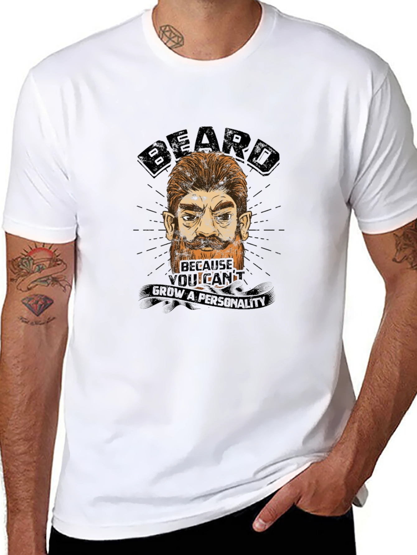 Beard Humor Graphic T-Shirt - Grow a Personality