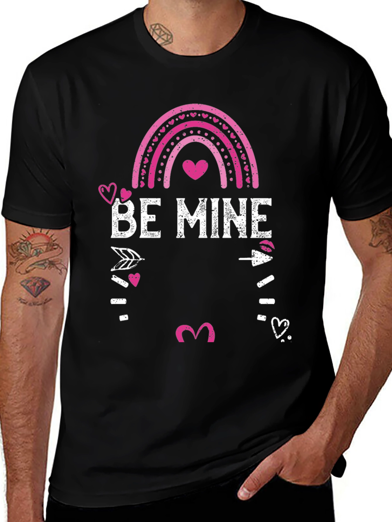 Be Mine Valentines Day Graphic Tee - Mens Black