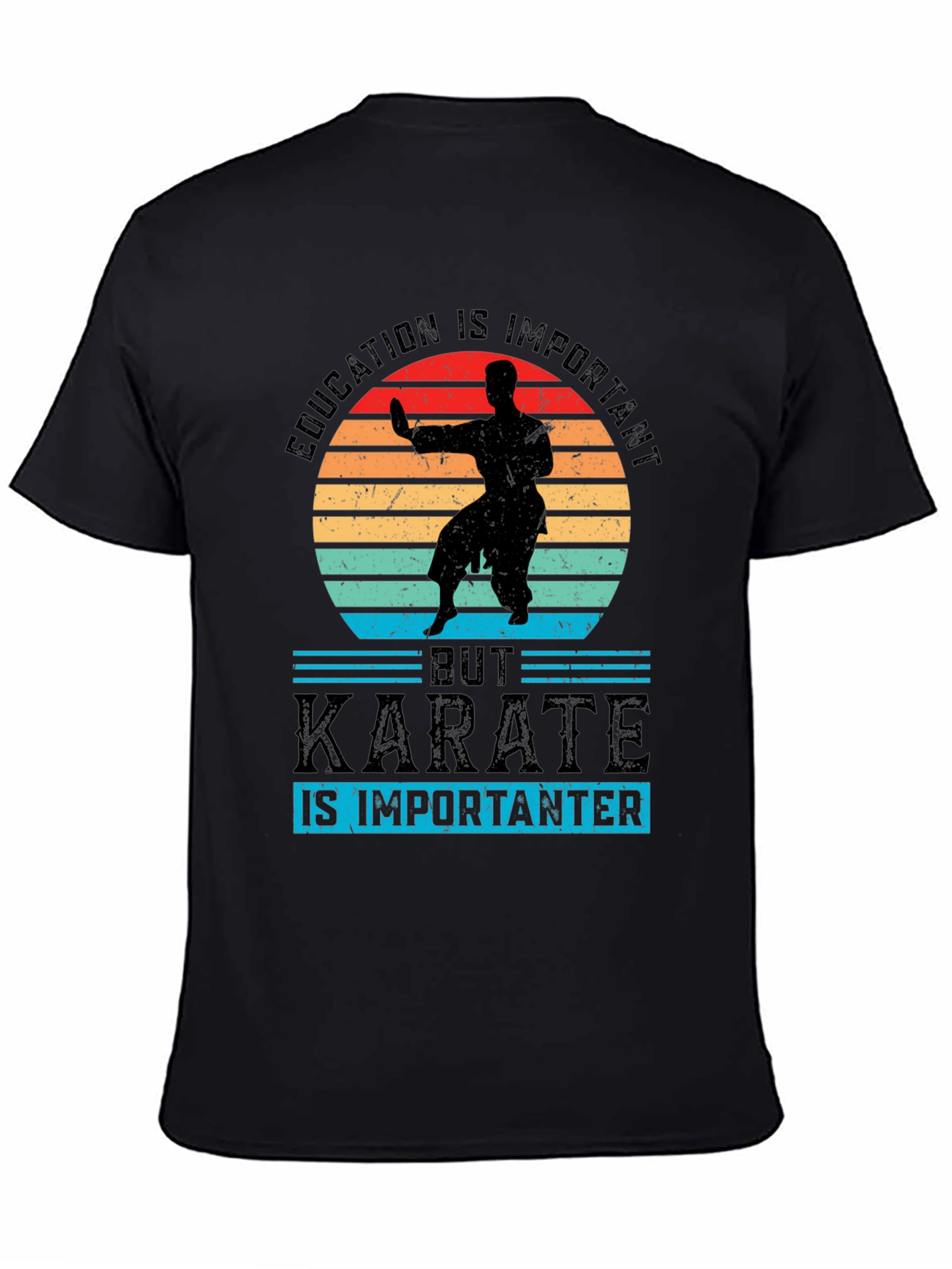 Education Important But Karate Importanter Black T-Shirt