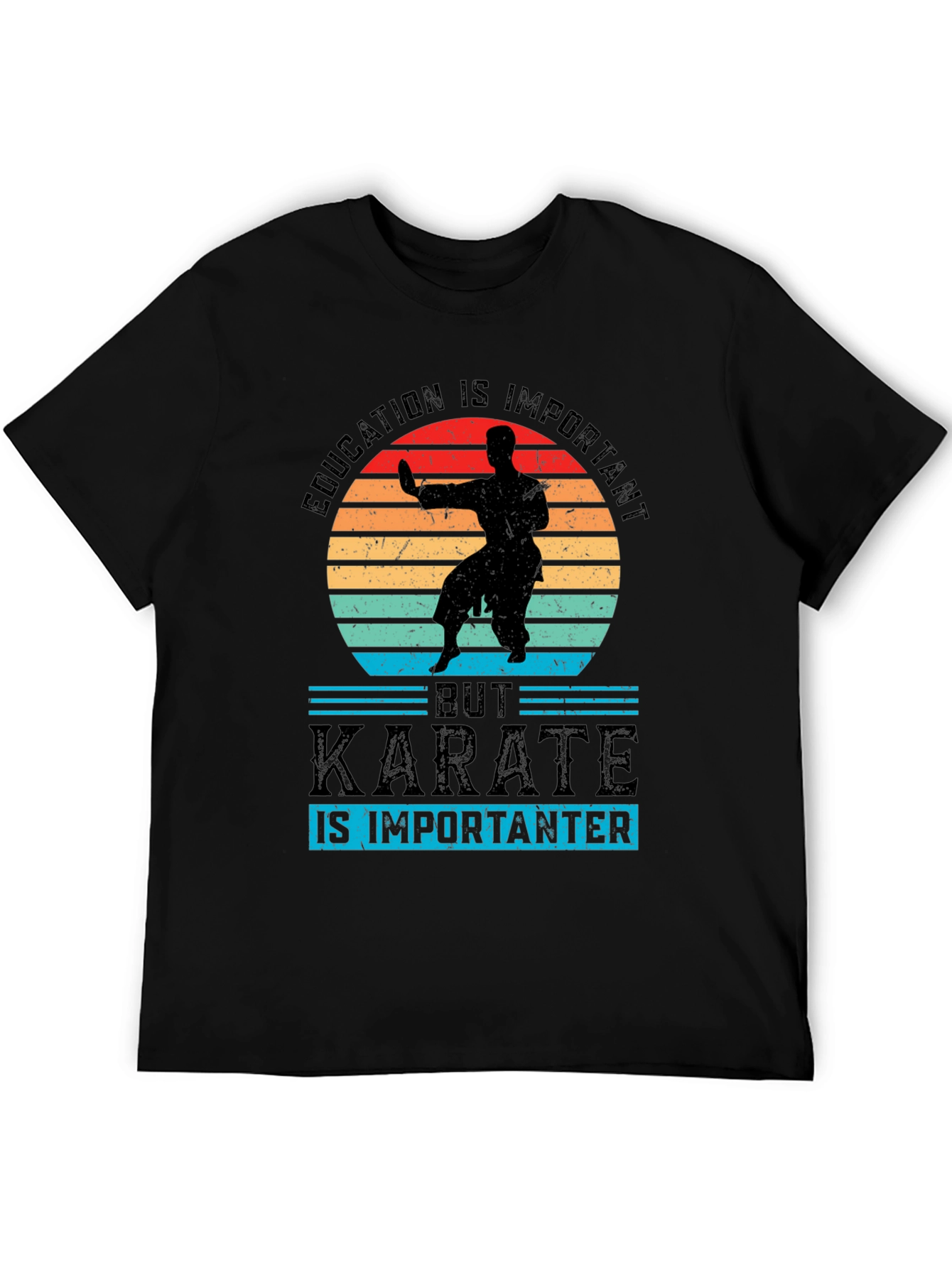 Education Important But Karate Importanter Black T-Shirt