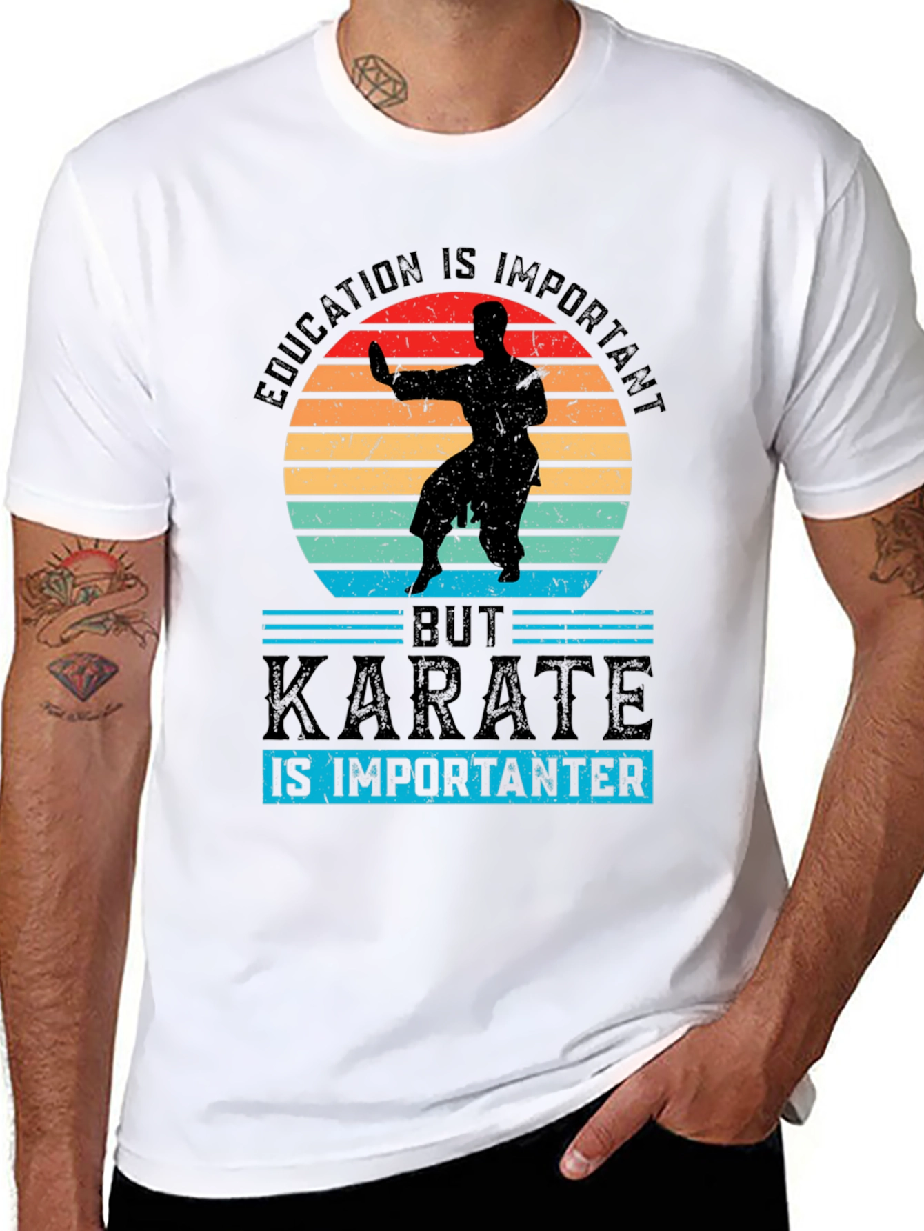 Education Important But Karate Importanter Black T-Shirt
