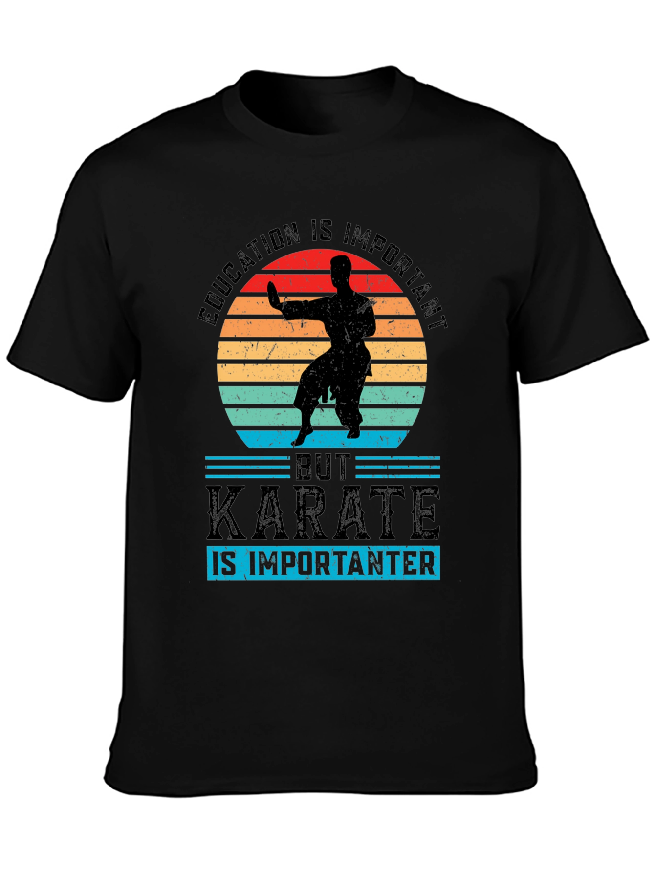 Education Important But Karate Importanter Black T-Shirt