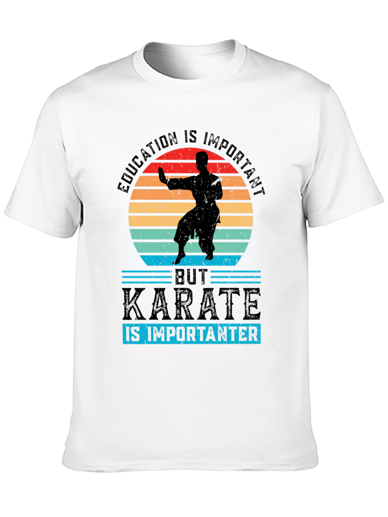 Education Important But Karate Importanter Black T-Shirt
