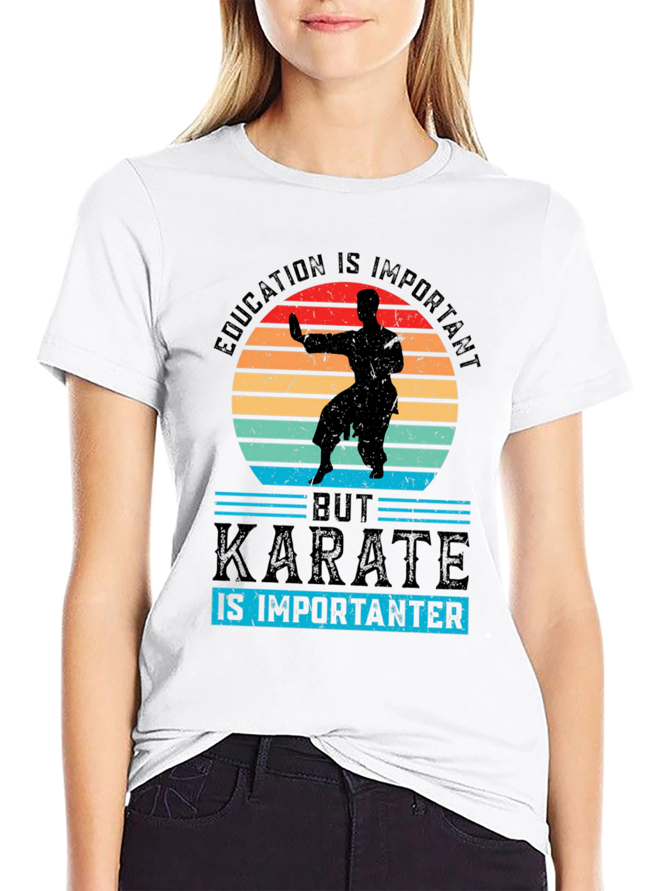 Education Important But Karate Importanter Black T-Shirt