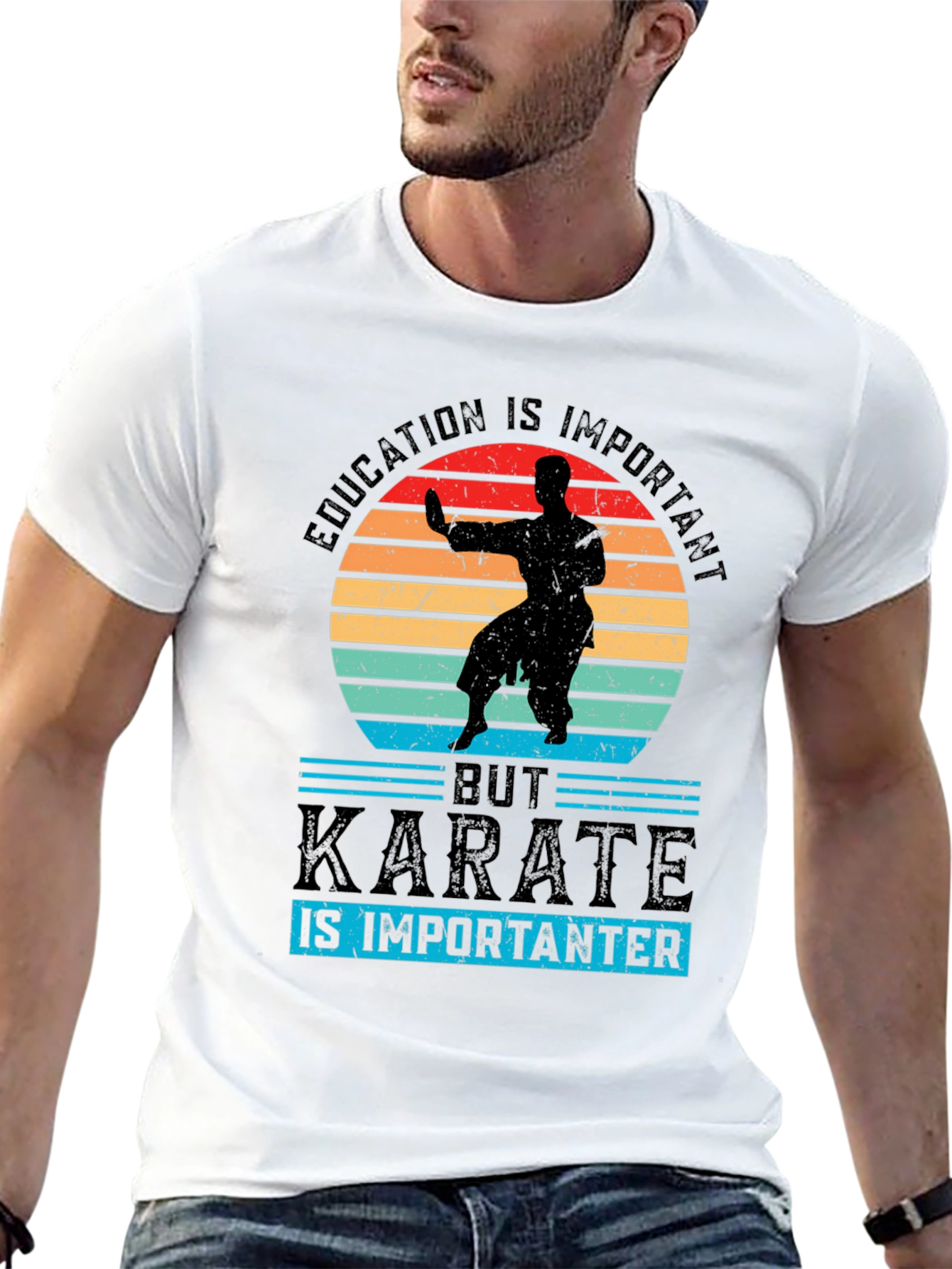 Education Important But Karate Importanter Black T-Shirt