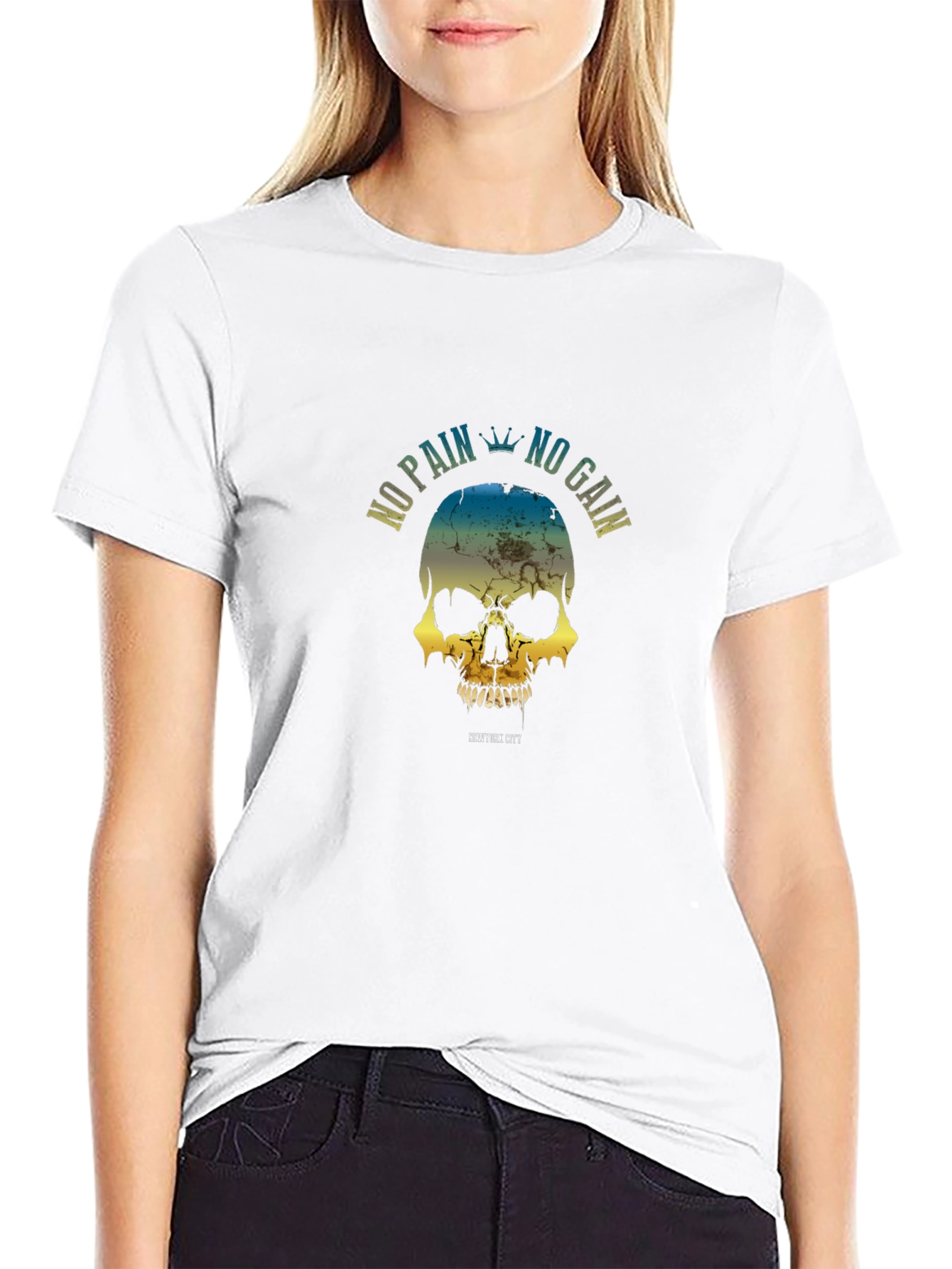 No Pain No Gain Skull Graphic T-Shirt