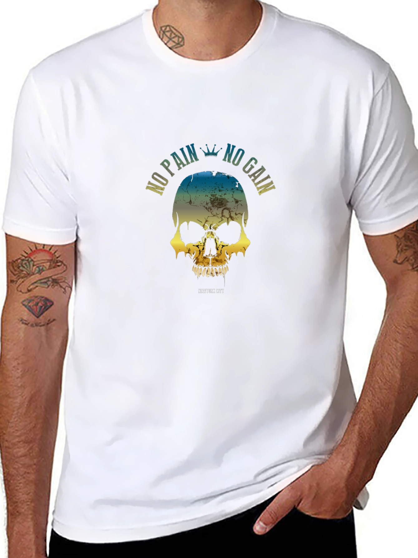 No Pain No Gain Skull Graphic T-Shirt