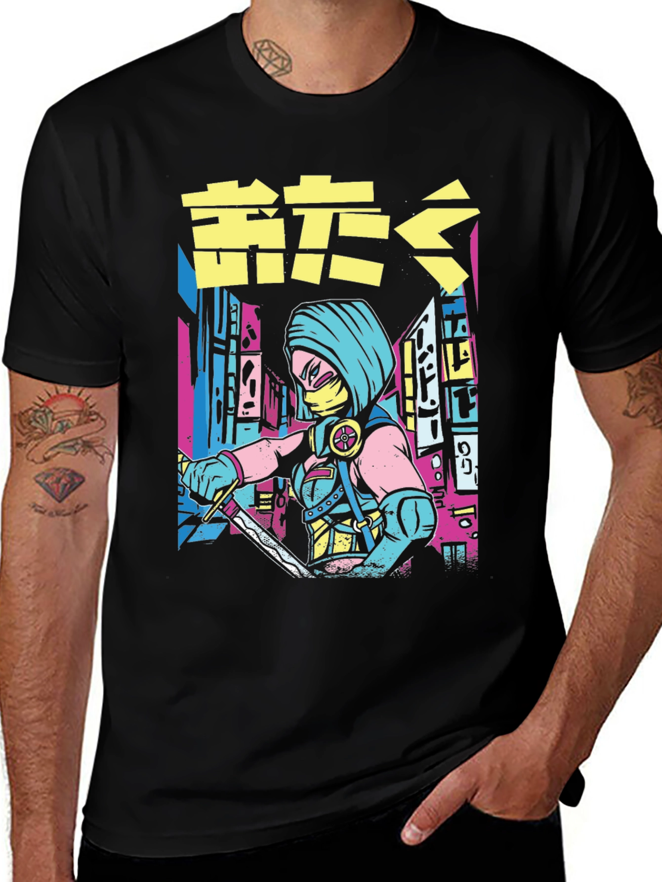 Cyberpunk Ninja Warrior Graphic Tee