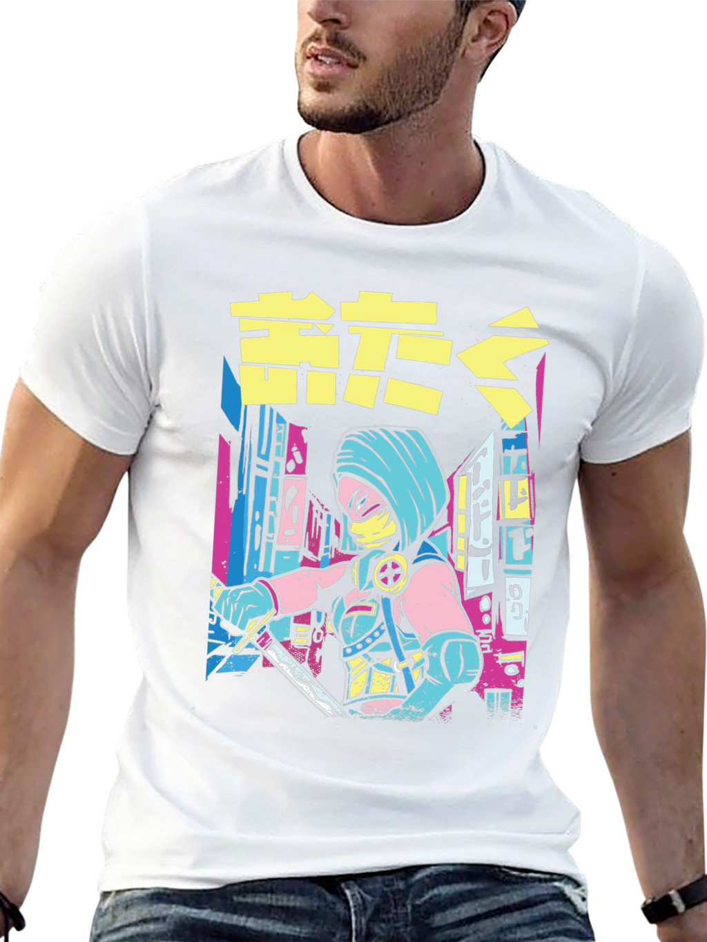 Cyberpunk Ninja Warrior Graphic Tee