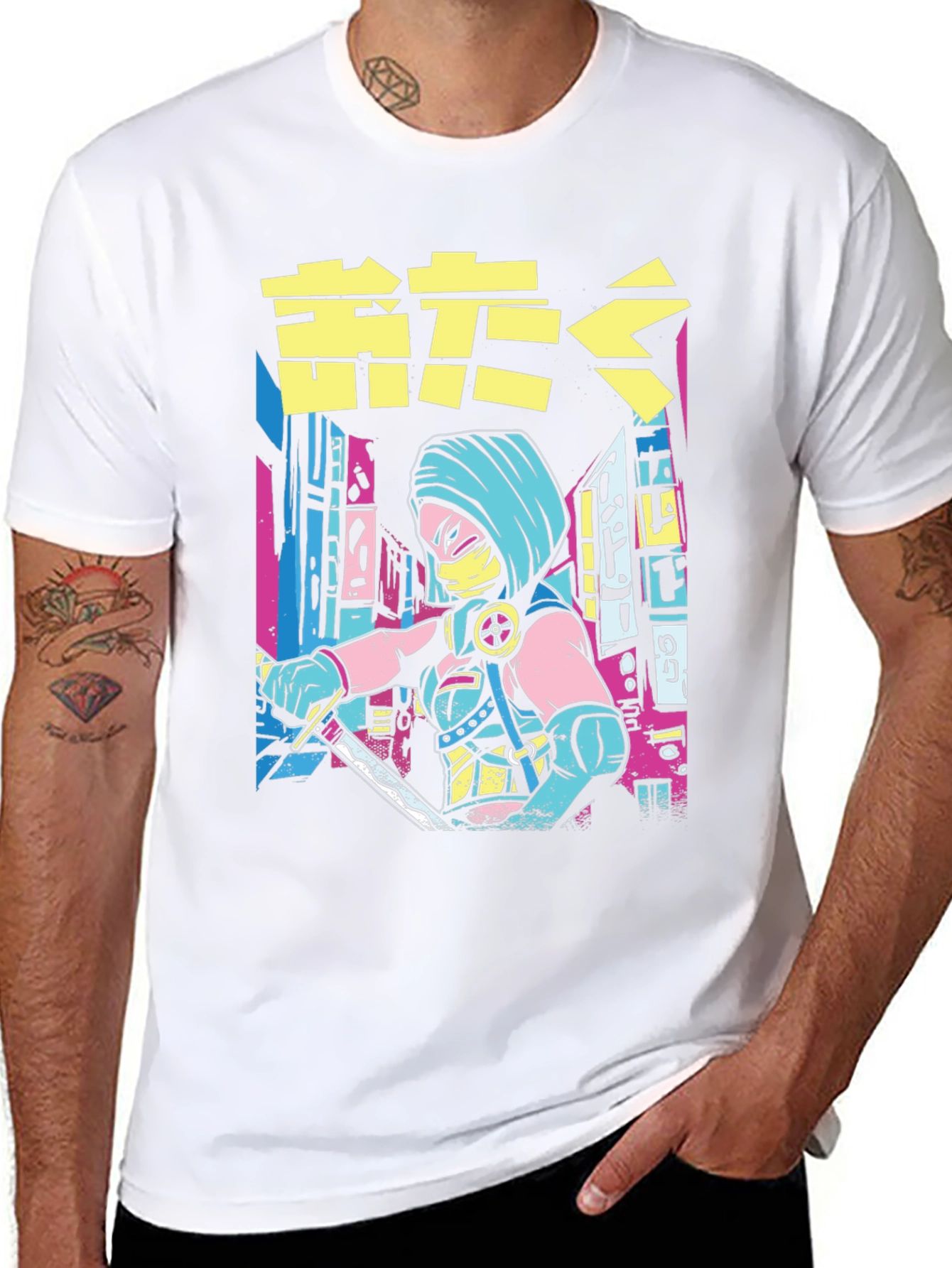 Cyberpunk Ninja Warrior Graphic Tee