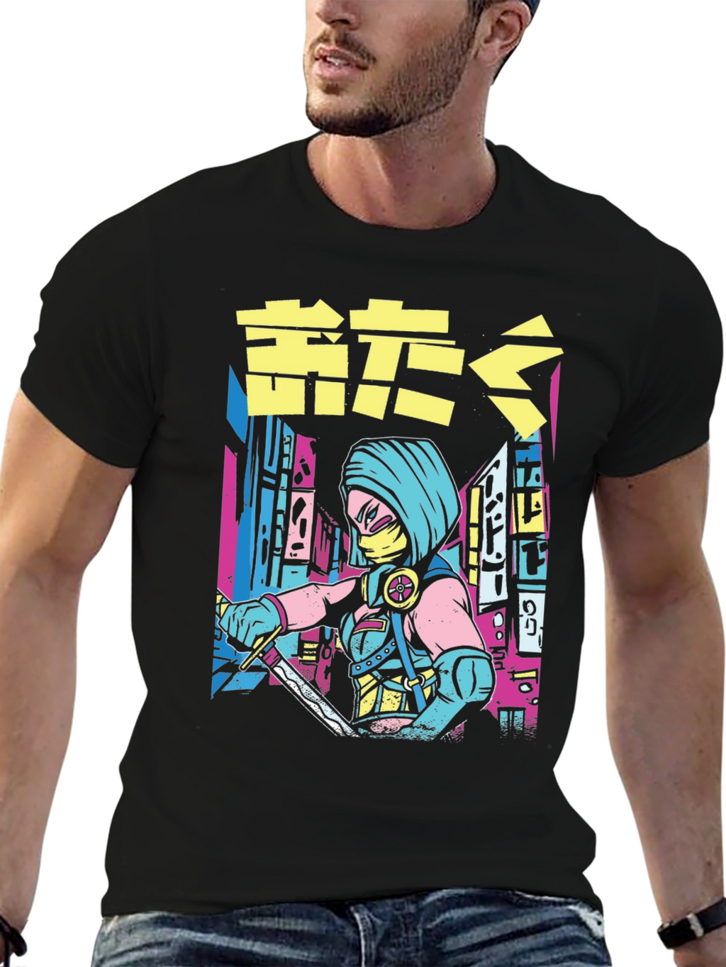 Cyberpunk Ninja Warrior Graphic Tee
