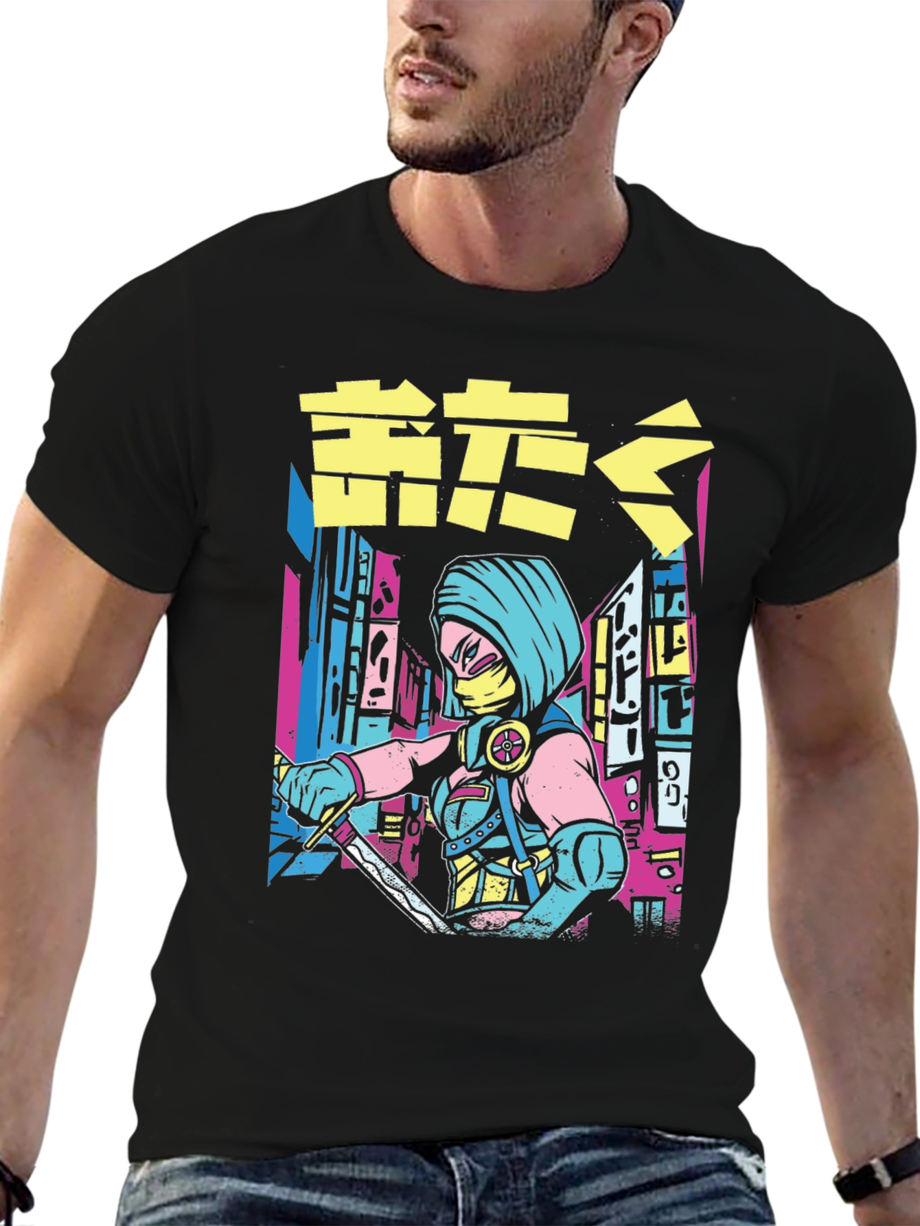 Cyberpunk Ninja Warrior Graphic Tee