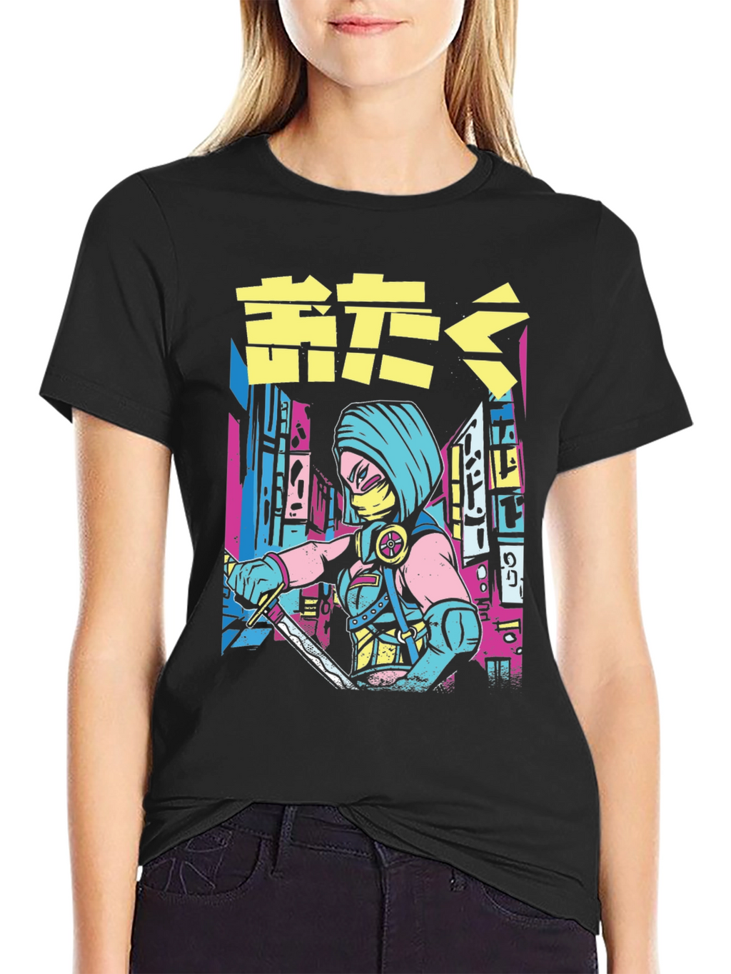 Cyberpunk Ninja Warrior Graphic Tee