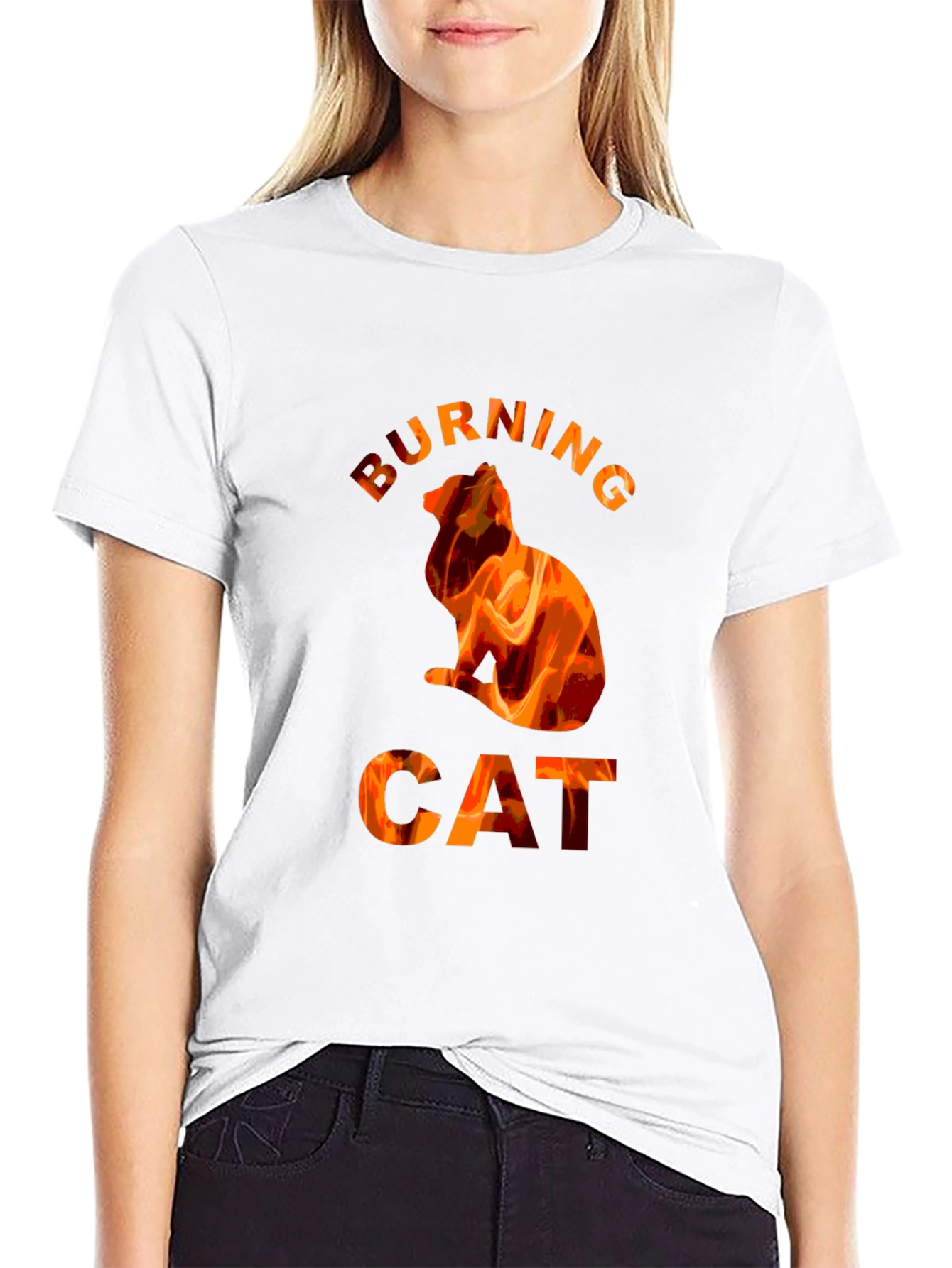 Burning Cat Graphic T-Shirt - Fiery Cat Lovers Tee