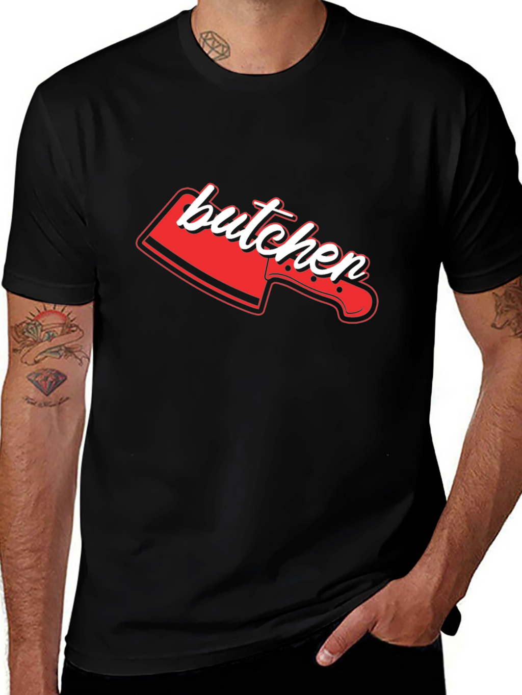 Butcher Knife Graphic Tee - Novelty T-Shirt