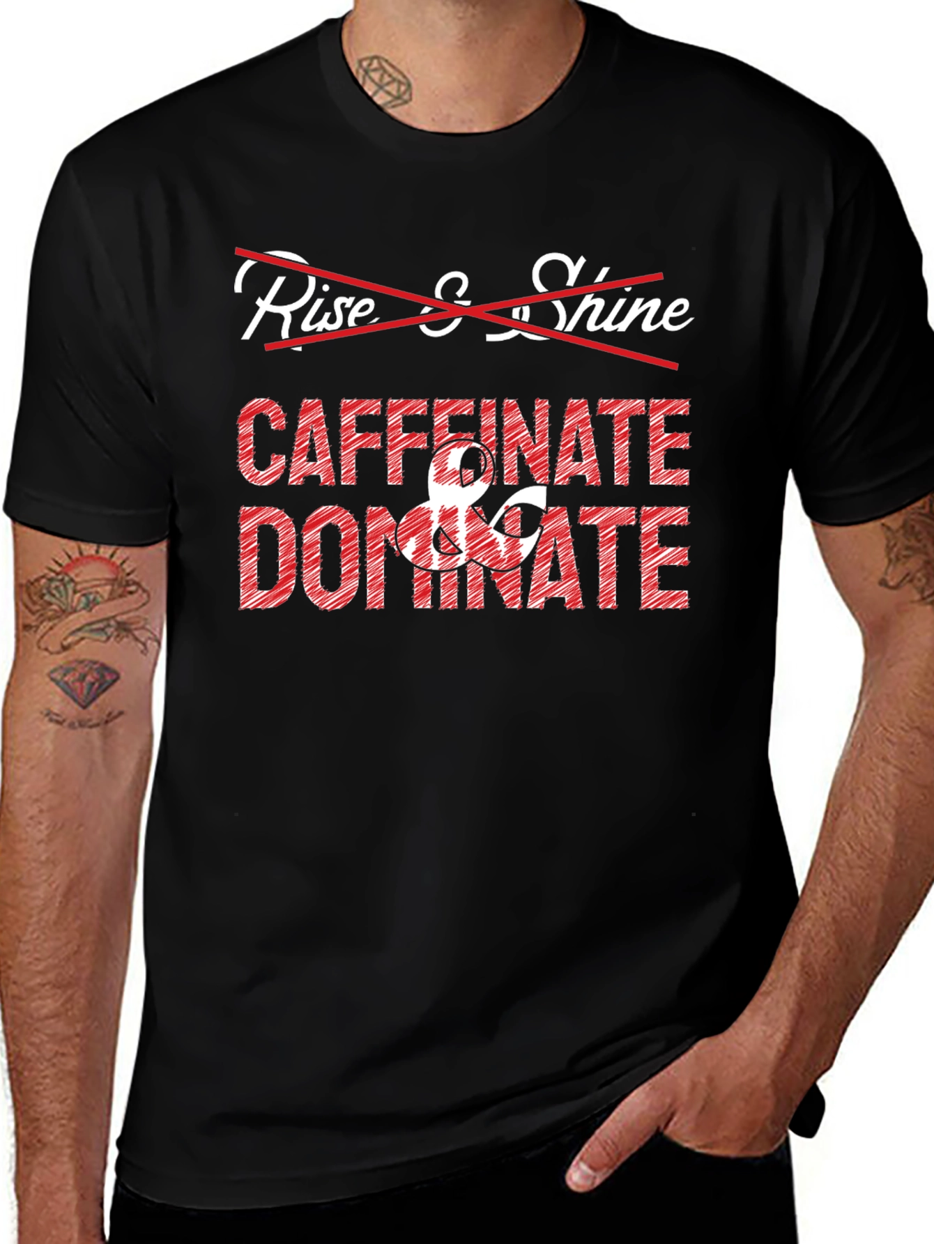 Caffeinate & Dominate Graphic Tee - Funny Coffee Lover Shirt