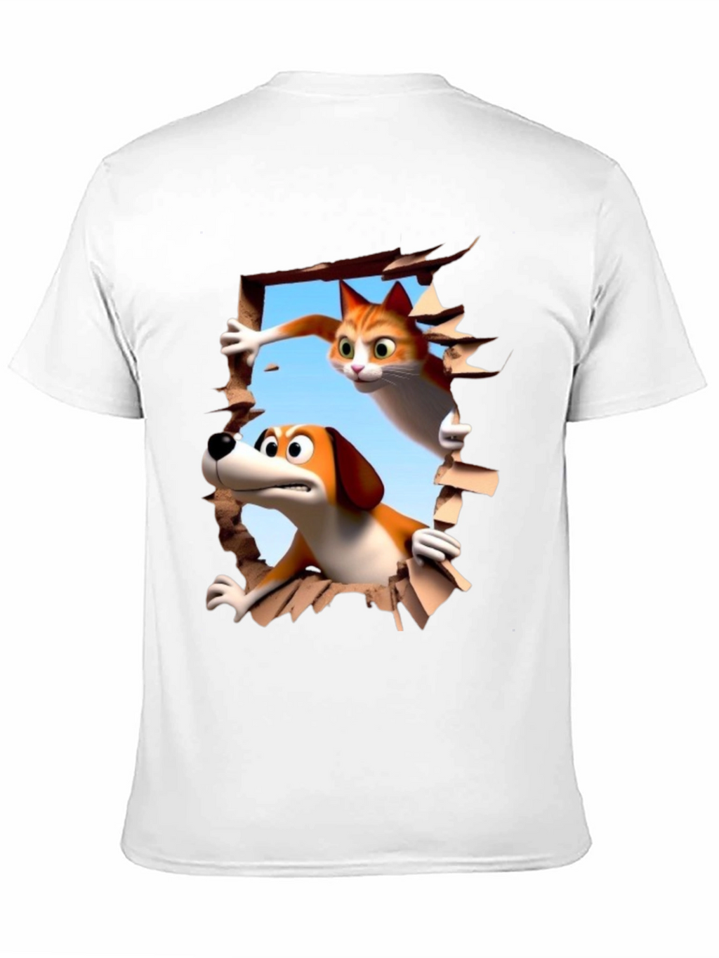 Cartoon Cat and Dog T-Shirt - Unisex