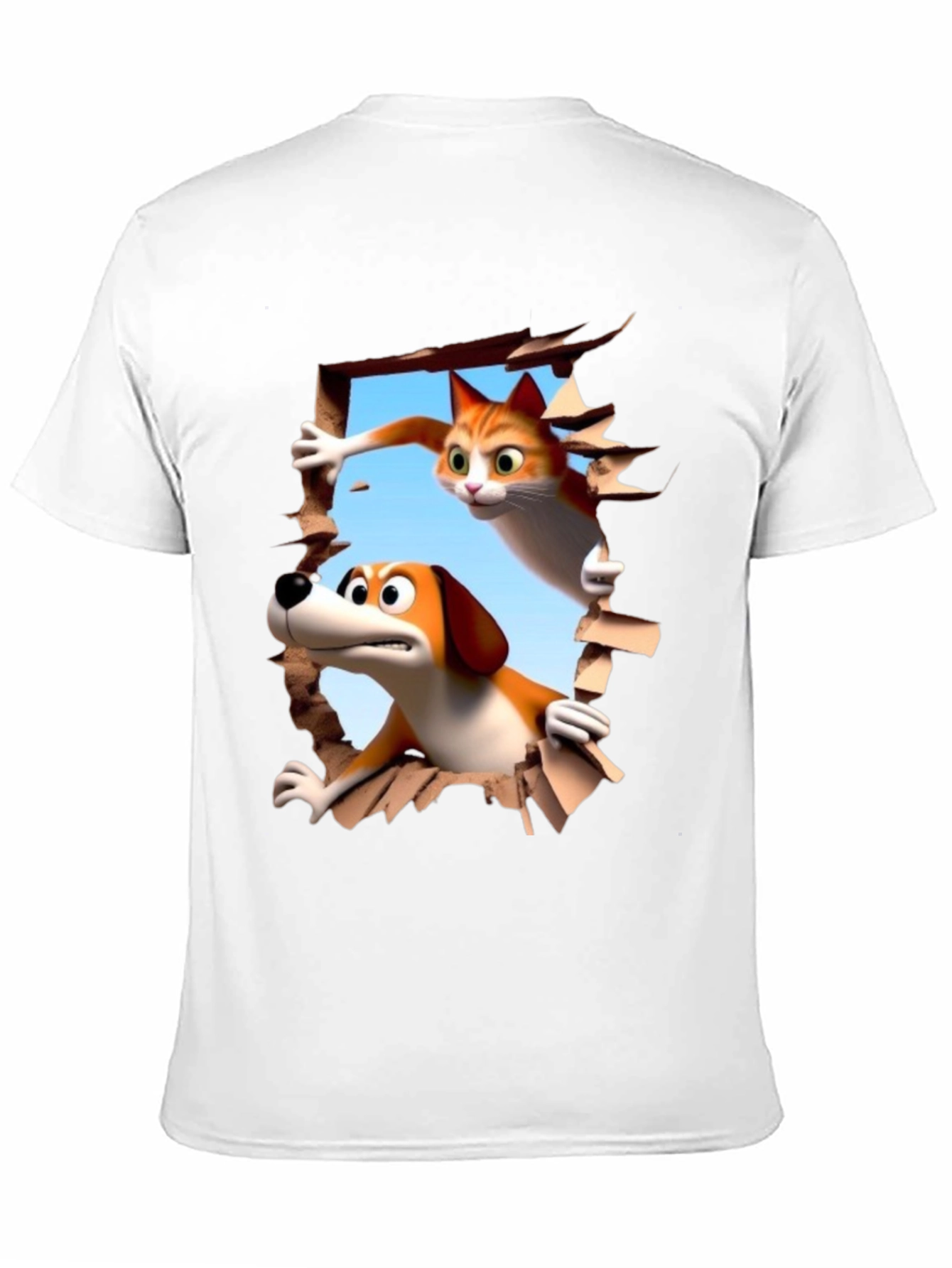 Cartoon Cat and Dog T-Shirt - Unisex