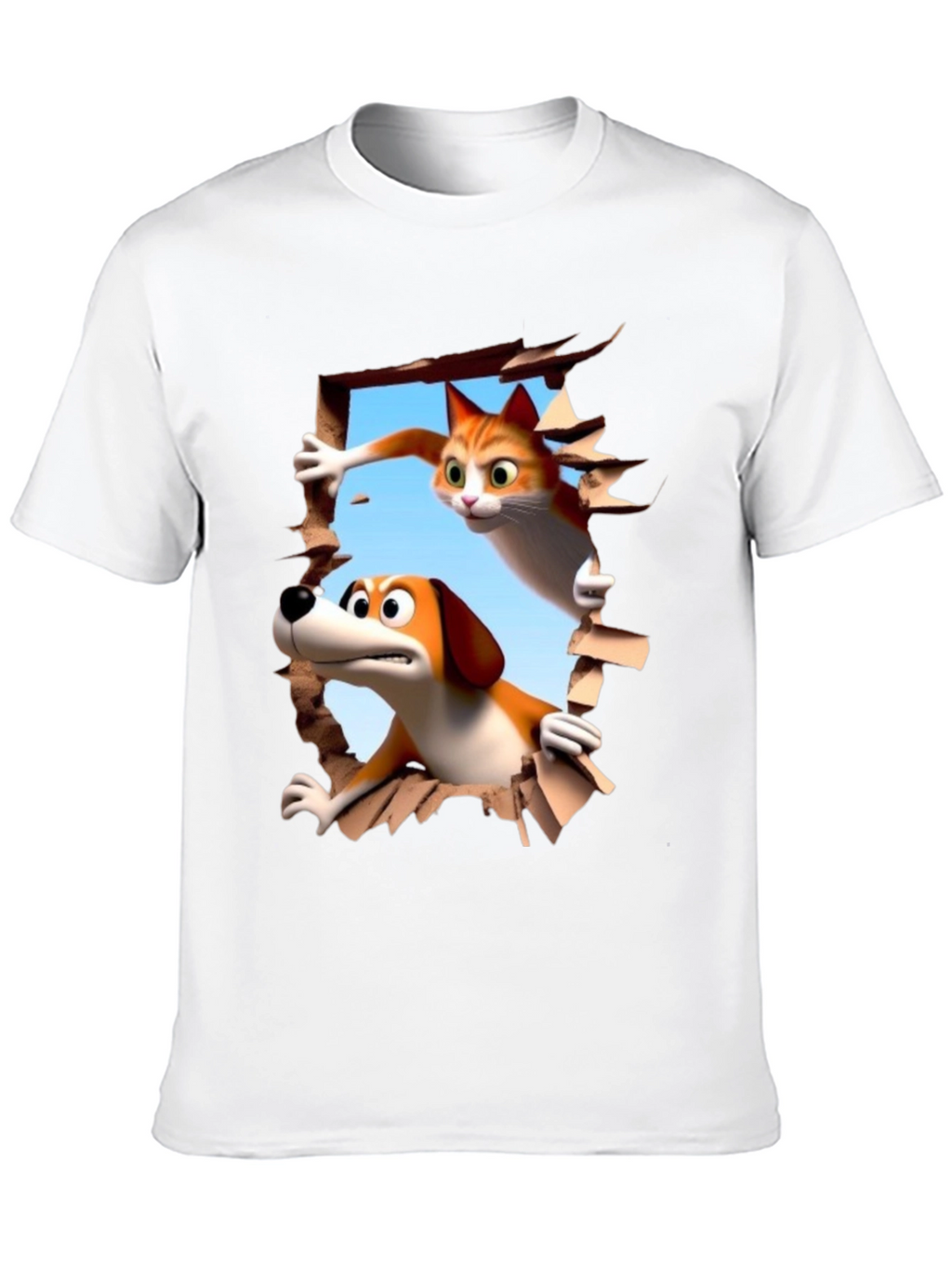 Cartoon Cat and Dog T-Shirt - Unisex
