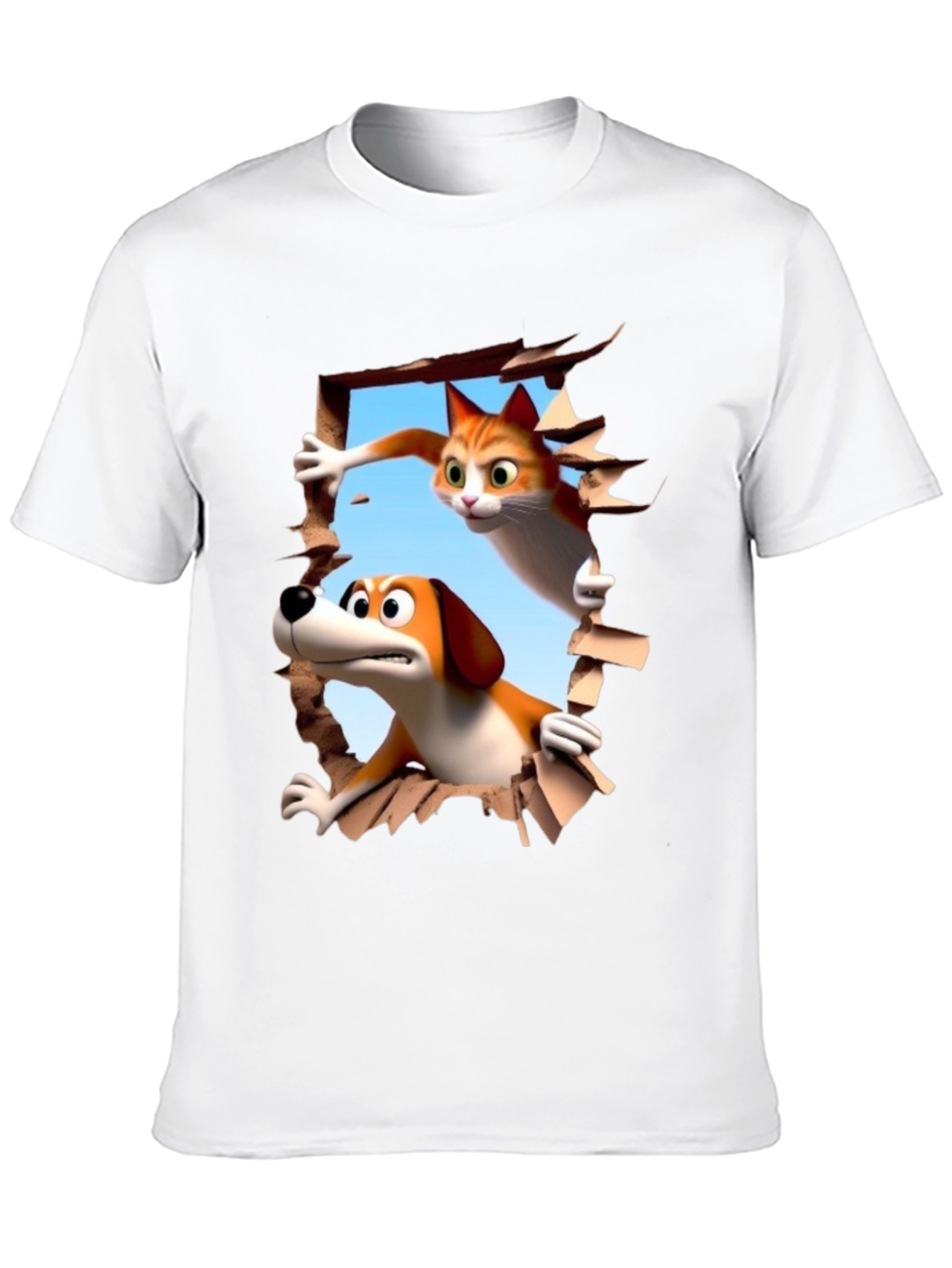 Cartoon Cat and Dog T-Shirt - Unisex