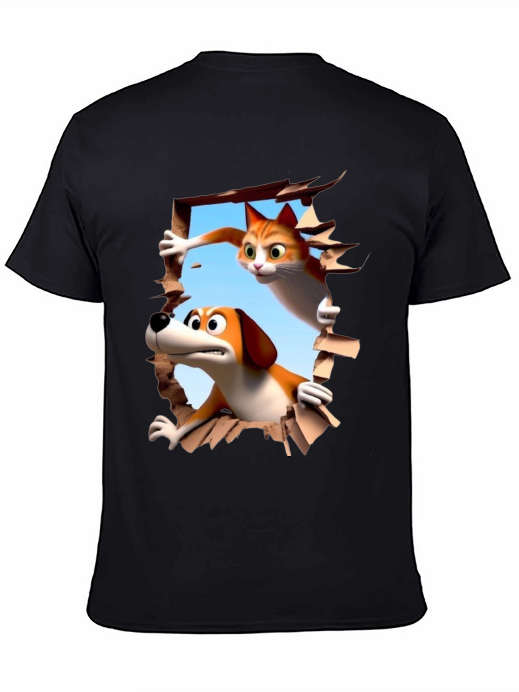 Cartoon Cat and Dog T-Shirt - Unisex