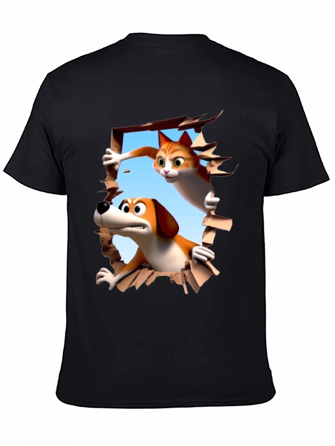 Cartoon Cat and Dog T-Shirt - Unisex