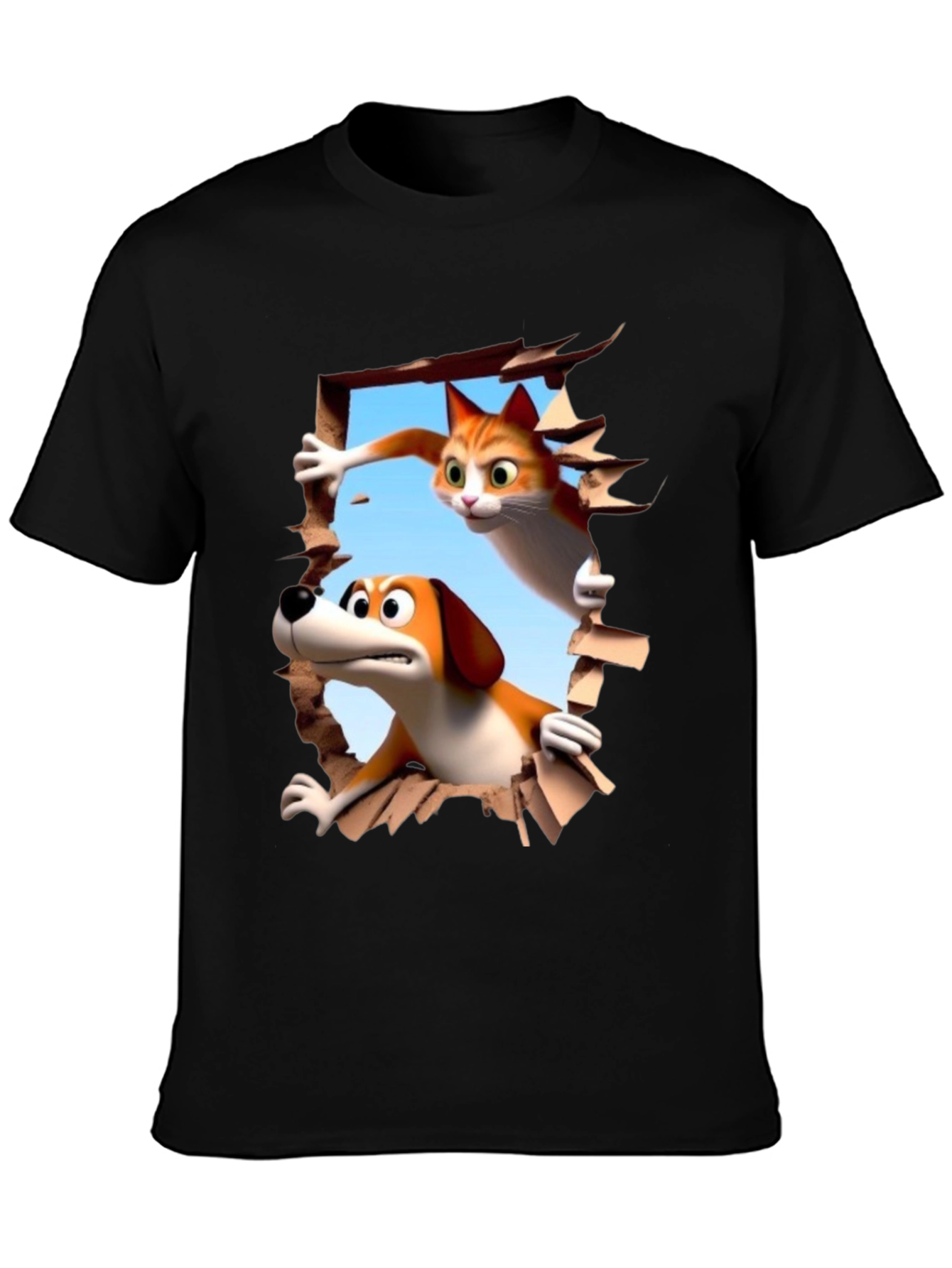 Cartoon Cat and Dog T-Shirt - Unisex