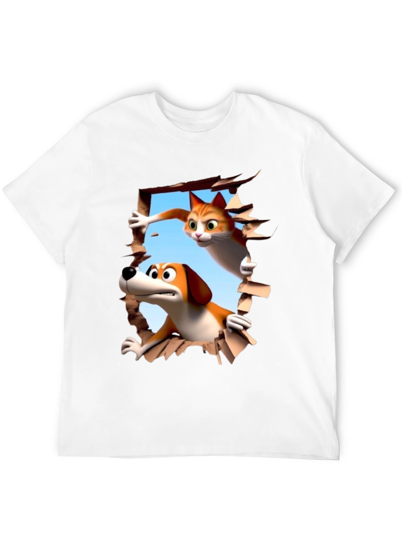 Cartoon Cat and Dog T-Shirt - Unisex