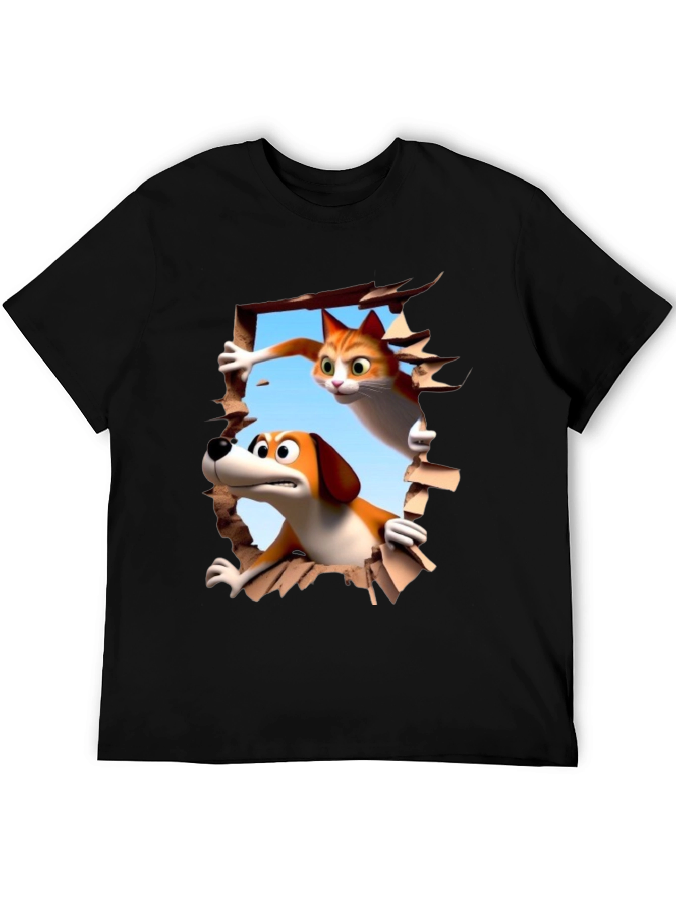 Cartoon Cat and Dog T-Shirt - Unisex