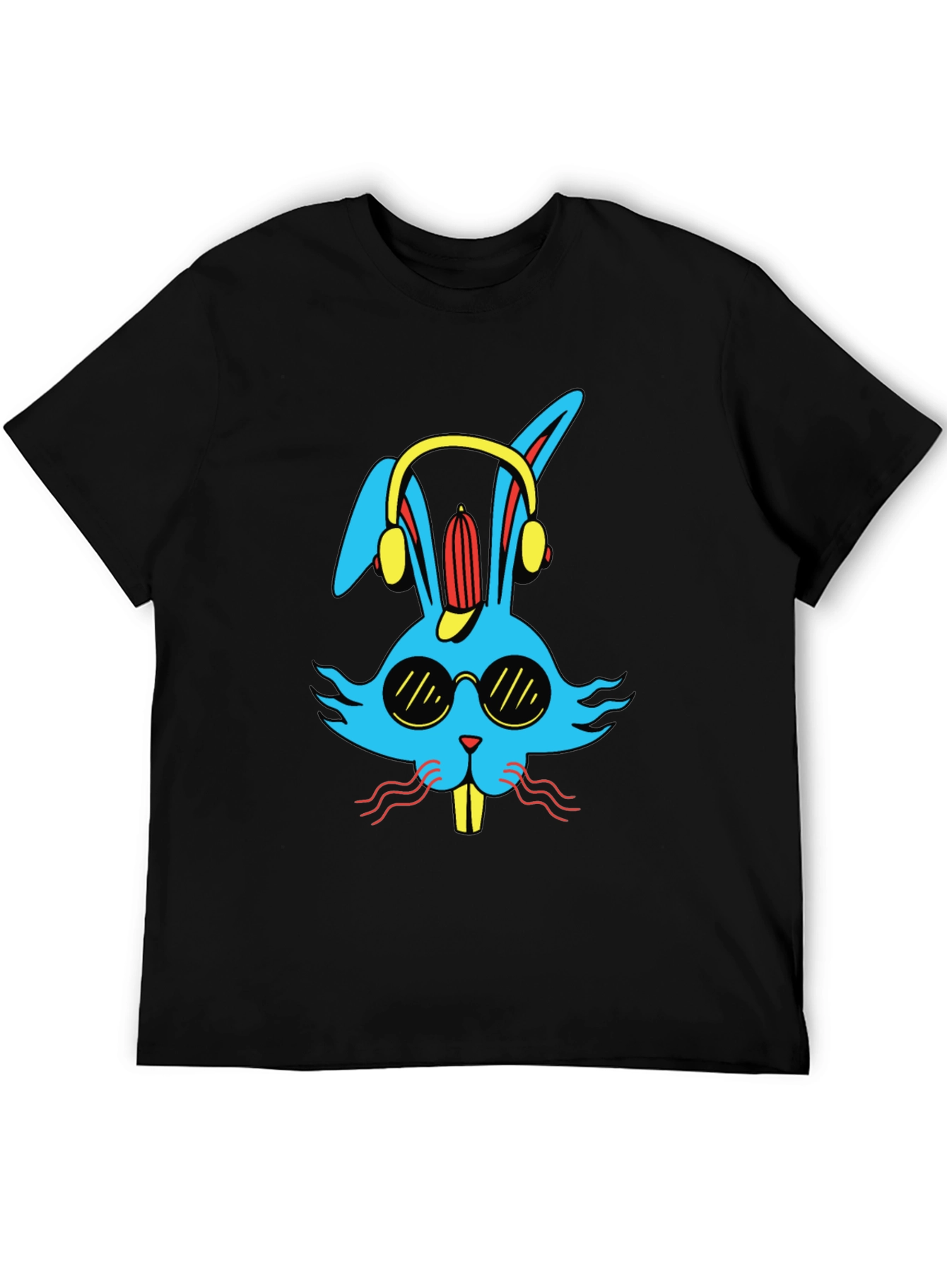 Cool Bunny Graphic Tee - Black Cotton Blend