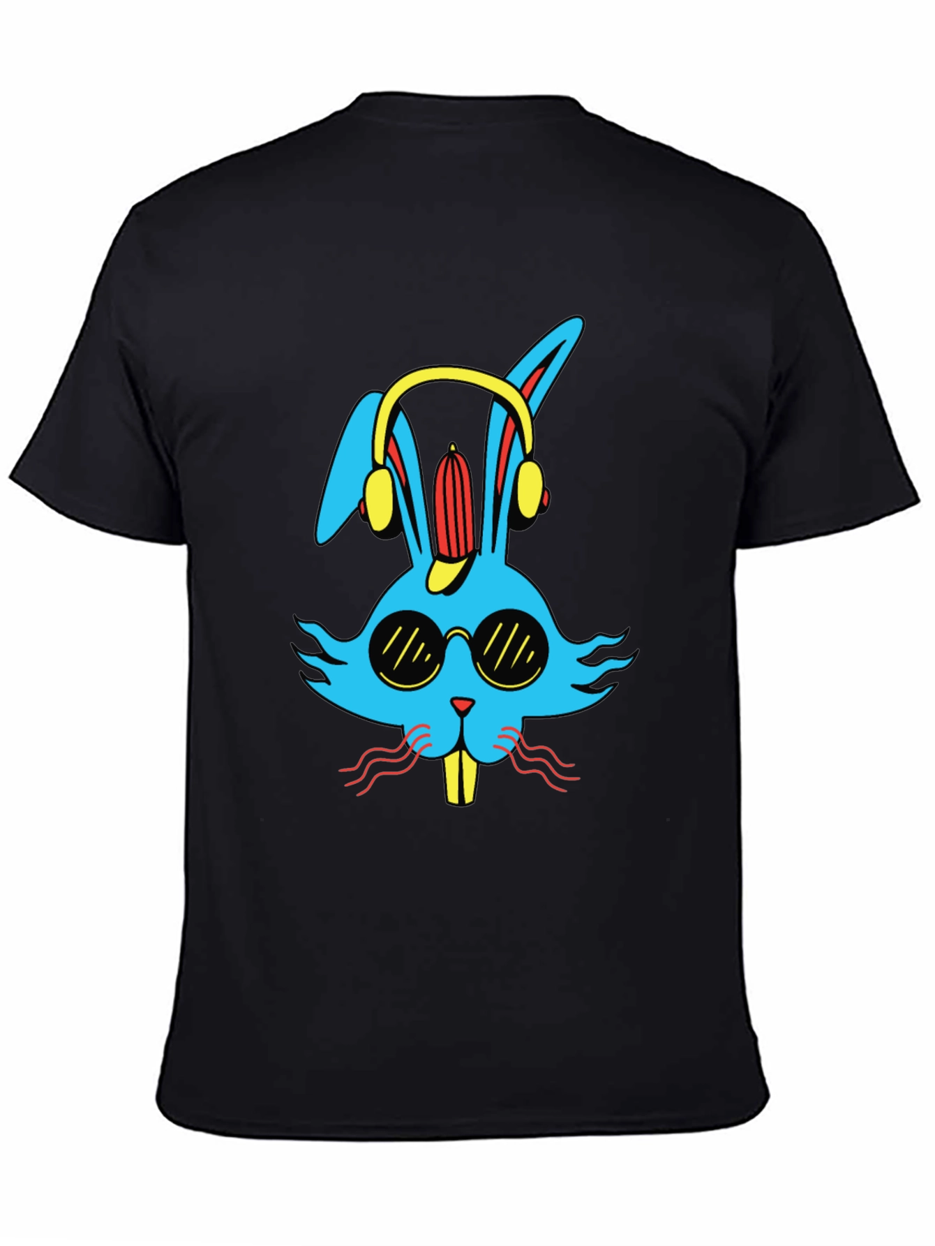 Cool Bunny Graphic Tee - Black Cotton Blend