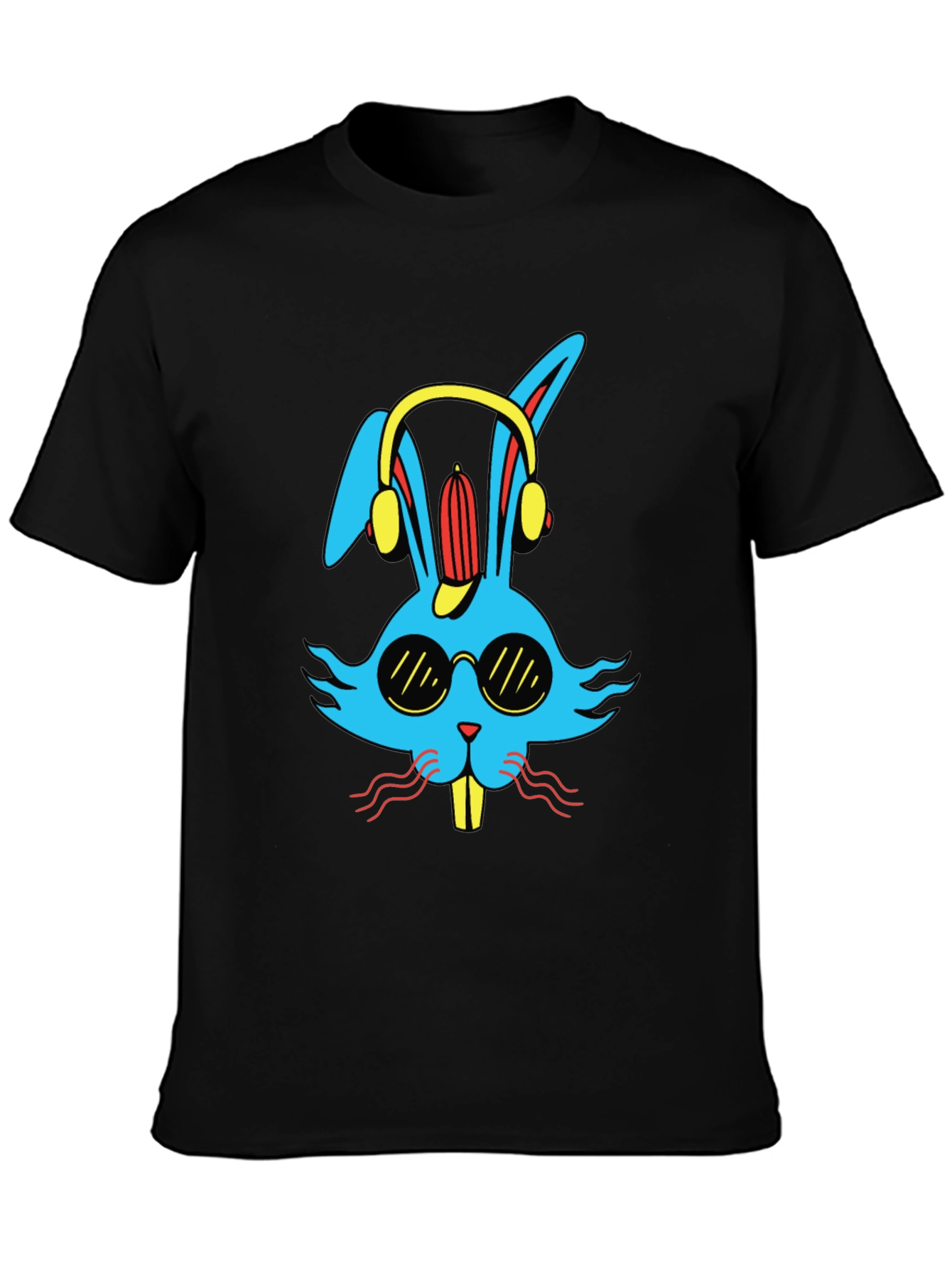 Cool Bunny Graphic Tee - Black Cotton Blend