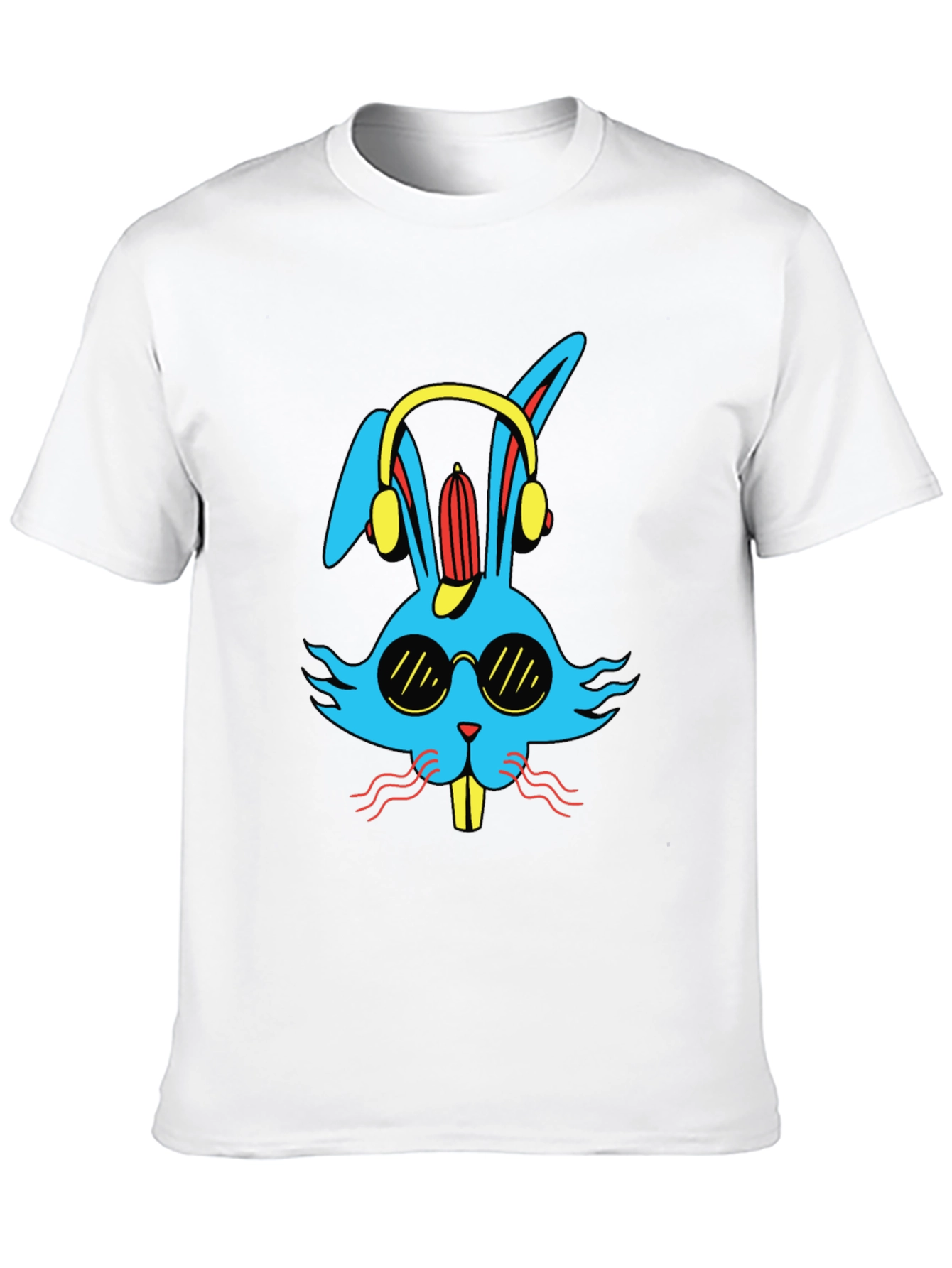 Cool Bunny Graphic Tee - Black Cotton Blend