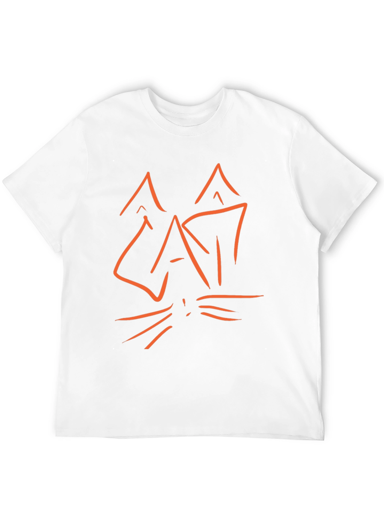 Abstract Cat Graphic Tee - Black Cotton T-Shirt