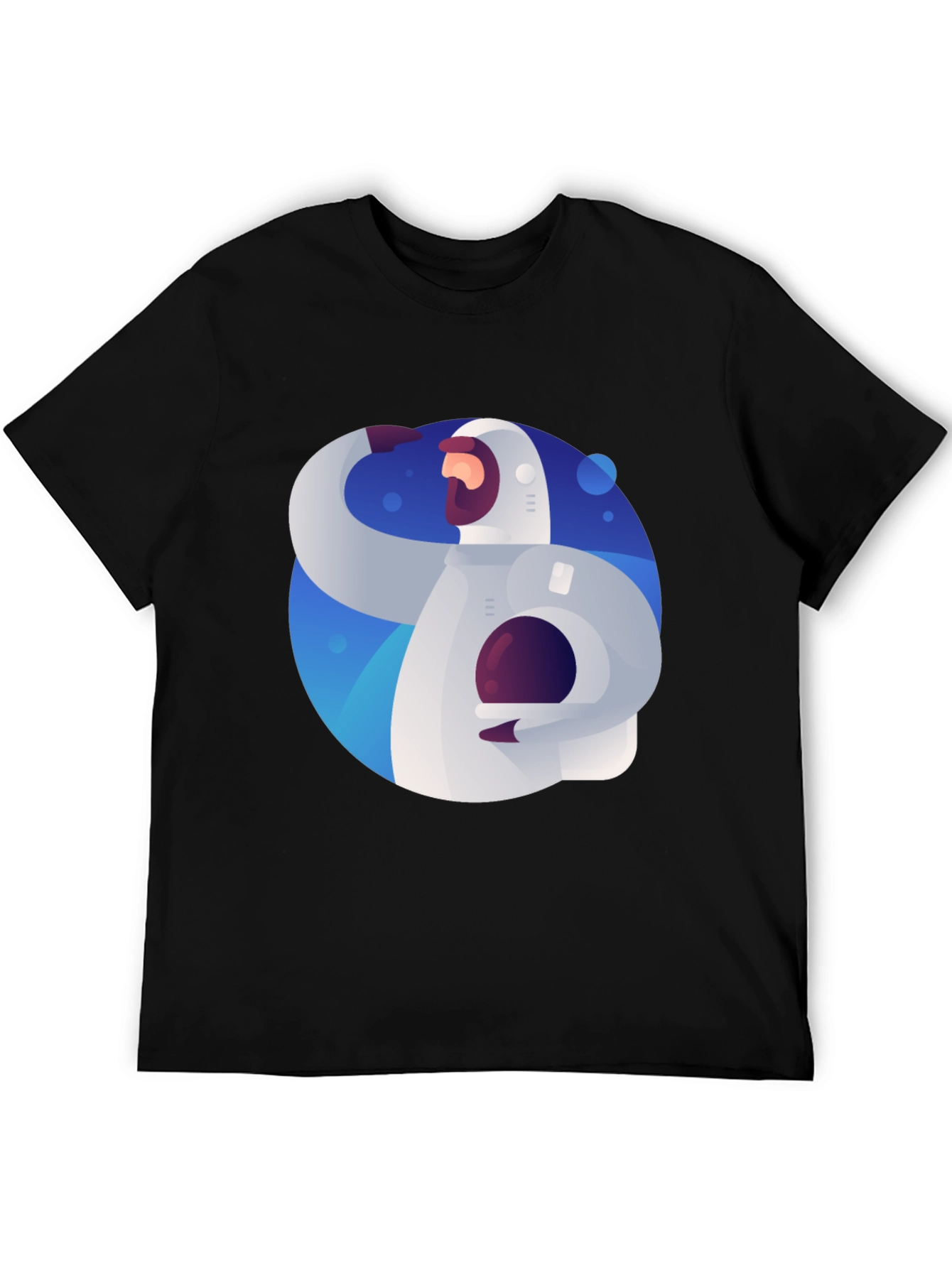 Astronaut Graphic Print Black T-Shirt