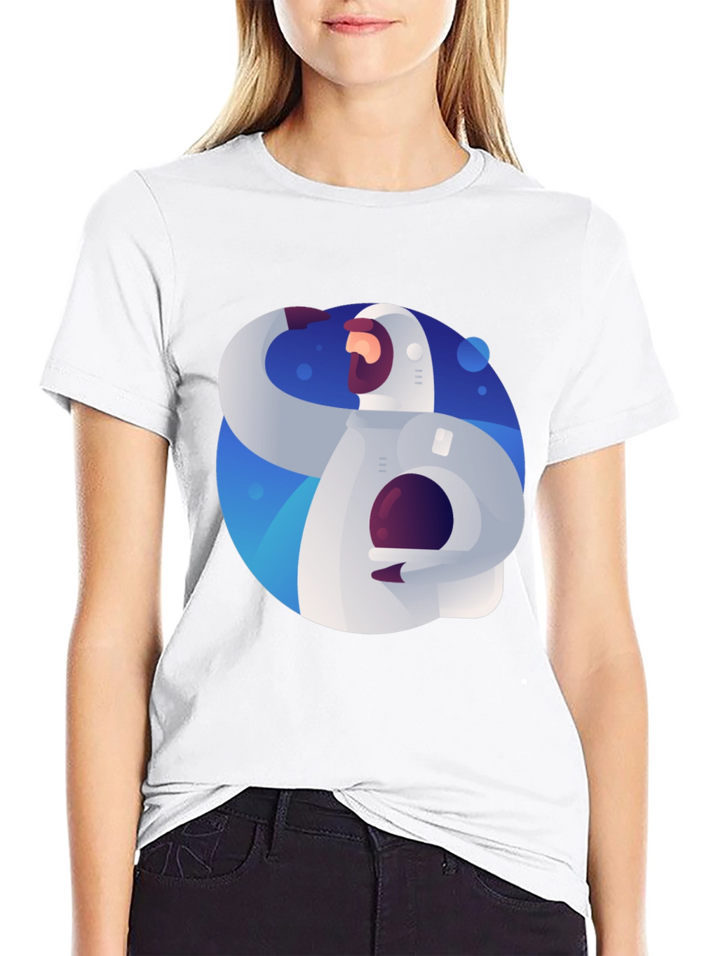 Astronaut Graphic Print Black T-Shirt