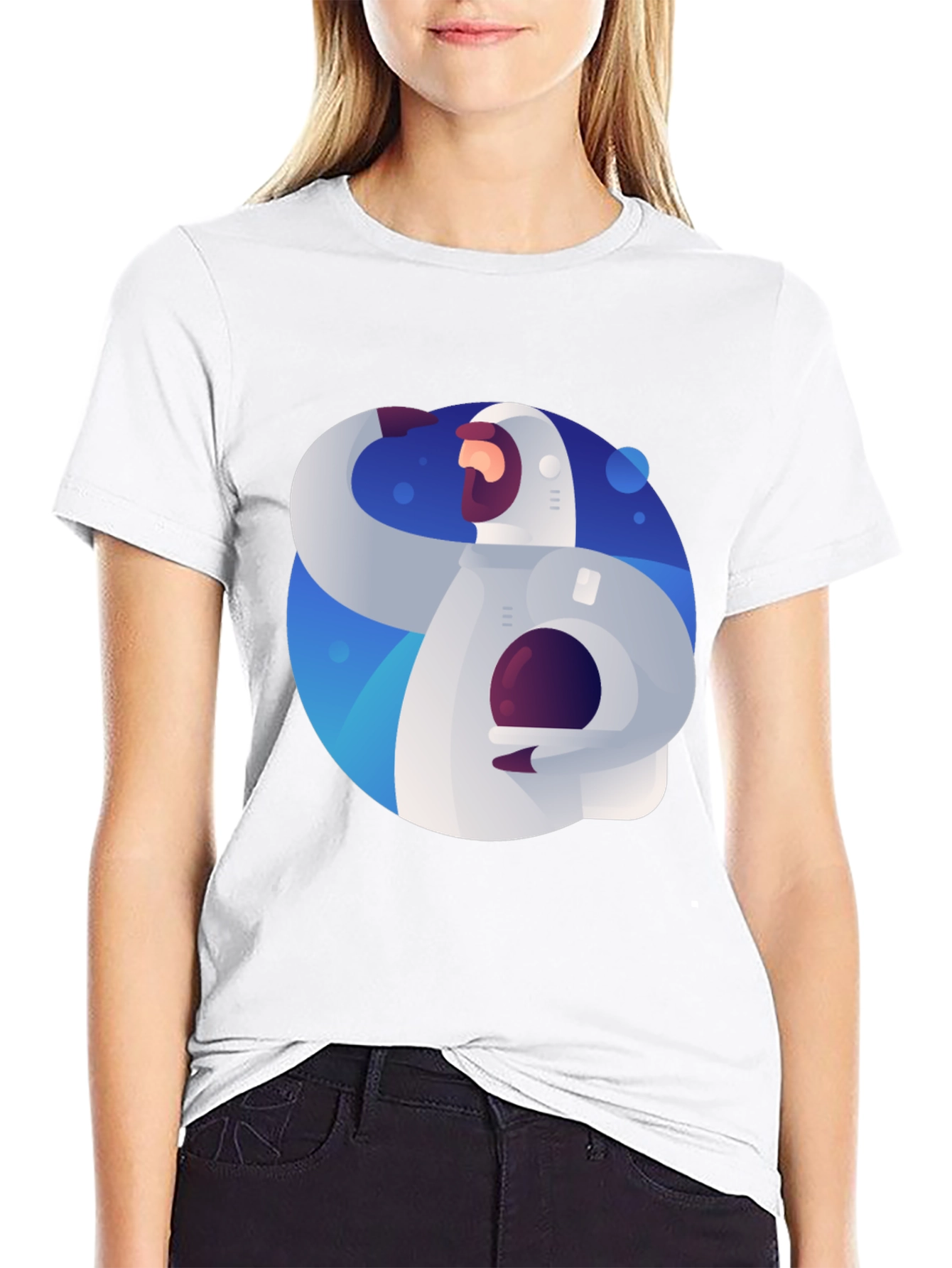 Astronaut Graphic Print Black T-Shirt