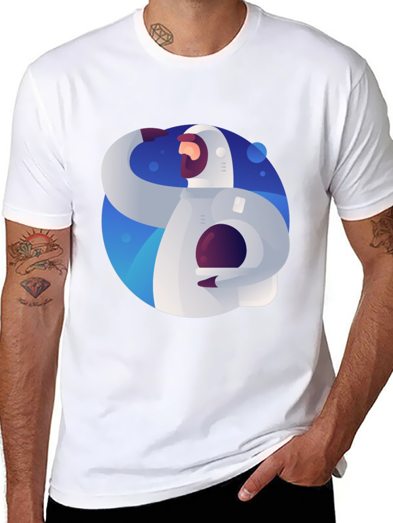 Astronaut Graphic Print Black T-Shirt