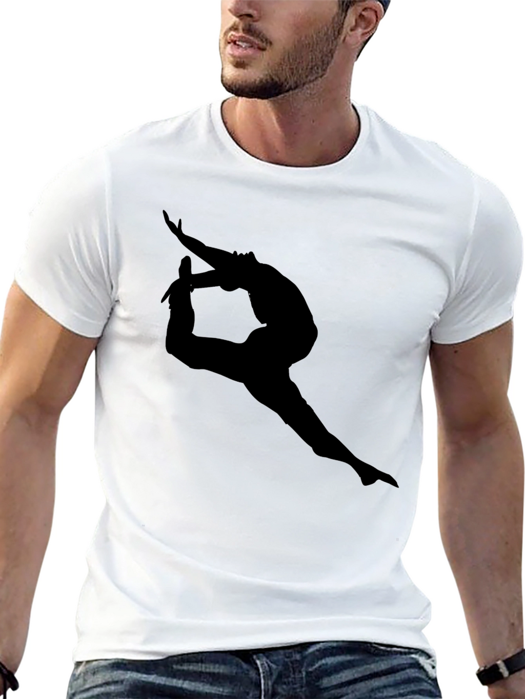 Black T-Shirt with Yoga Silhouette Design