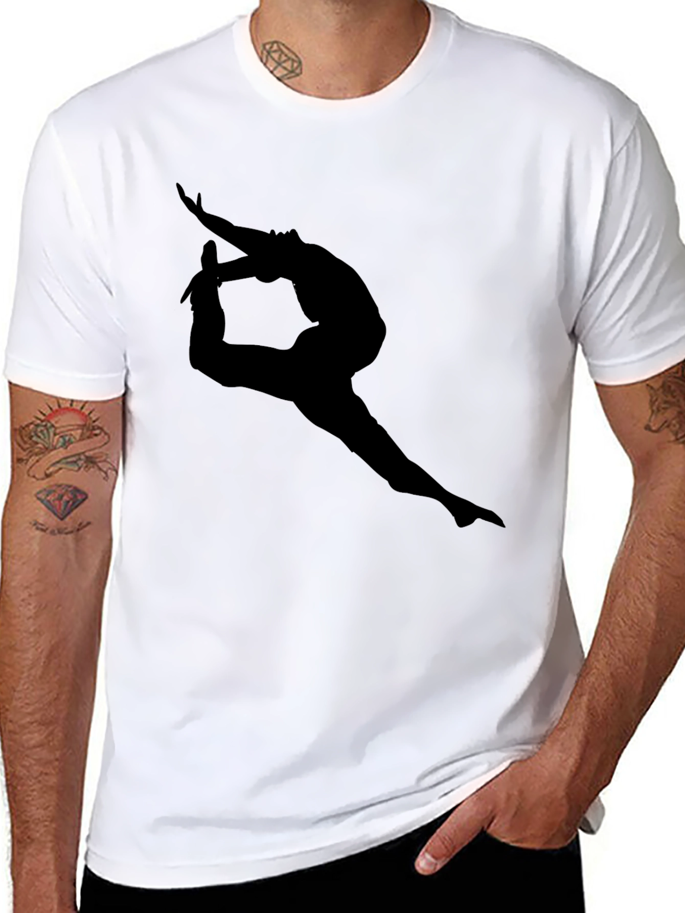 Black T-Shirt with Yoga Silhouette Design