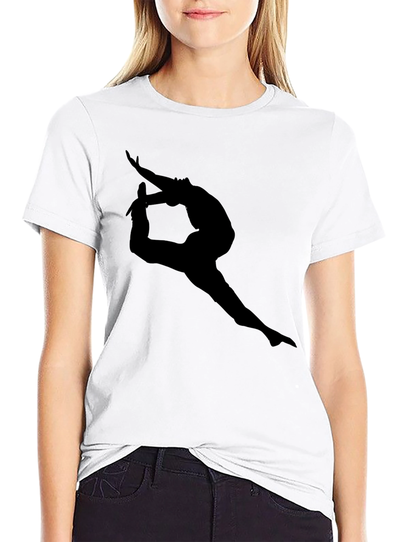 Black T-Shirt with Yoga Silhouette Design