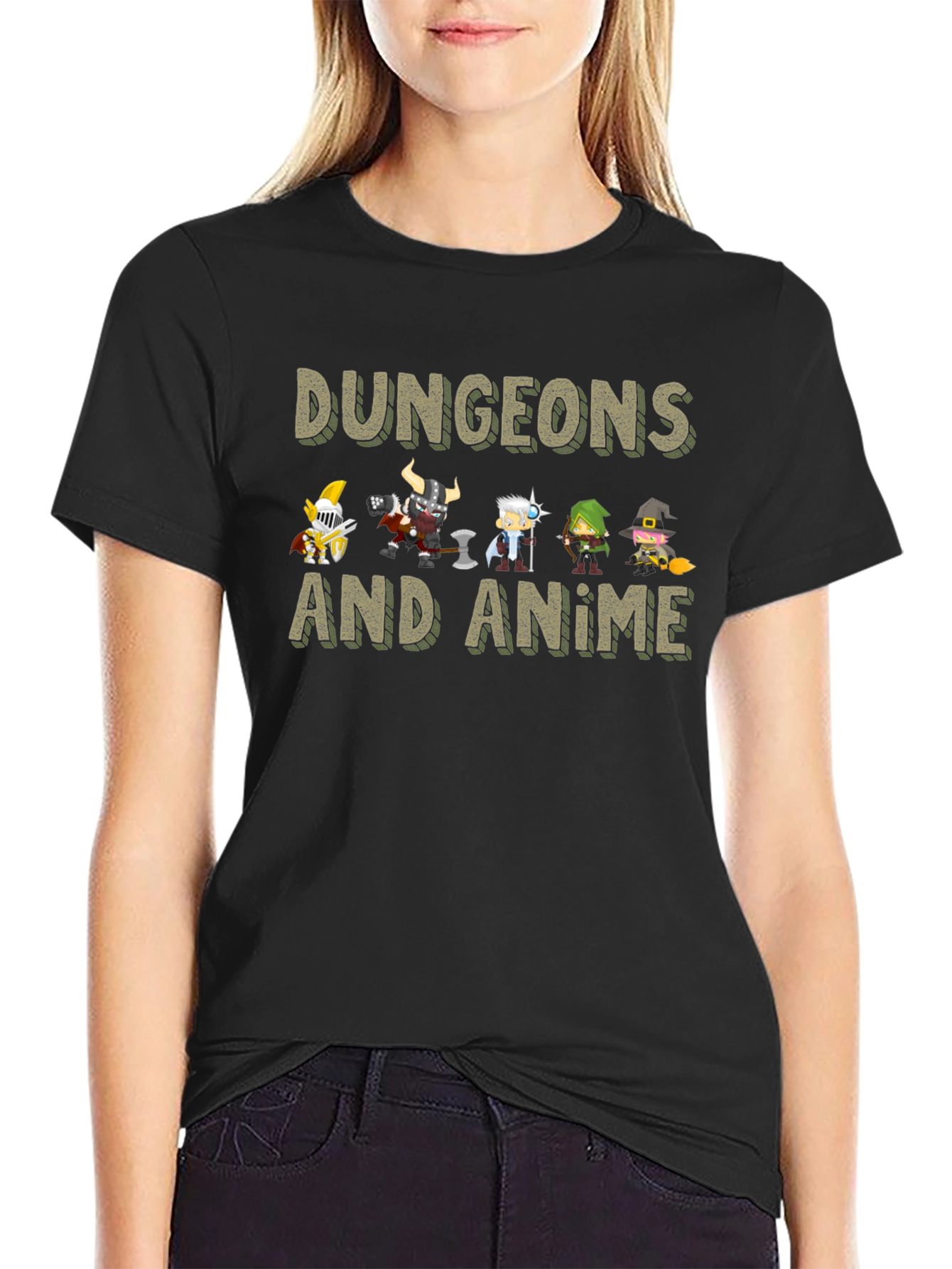 Dungeons and Anime Graphic Tee - Black Cotton Blend